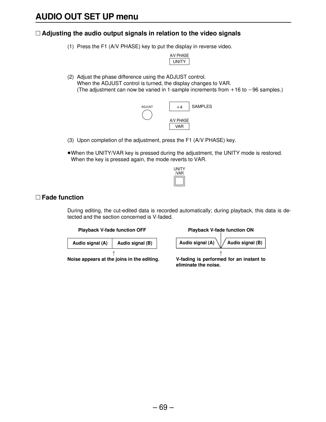 Panasonic AJ-HD3700A, AJ-HD3000, AJ-HD2000, AJ-HD2700, AJ-HD3700BE manual ∑ Fade function 