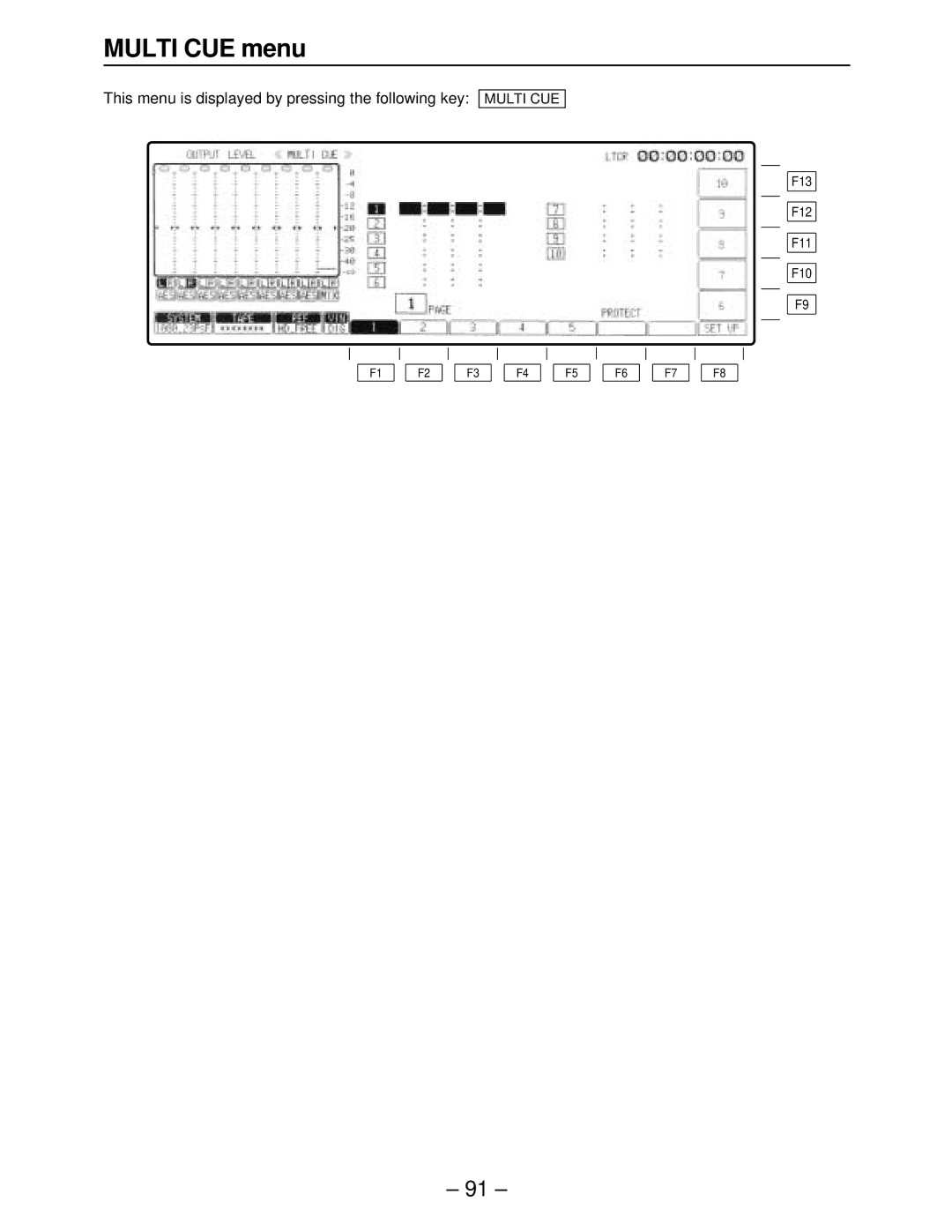 Panasonic AJ-HD2000, AJ-HD3000, AJ-HD2700, AJ-HD3700A Multi CUE menu, This menu is displayed by pressing the following key 