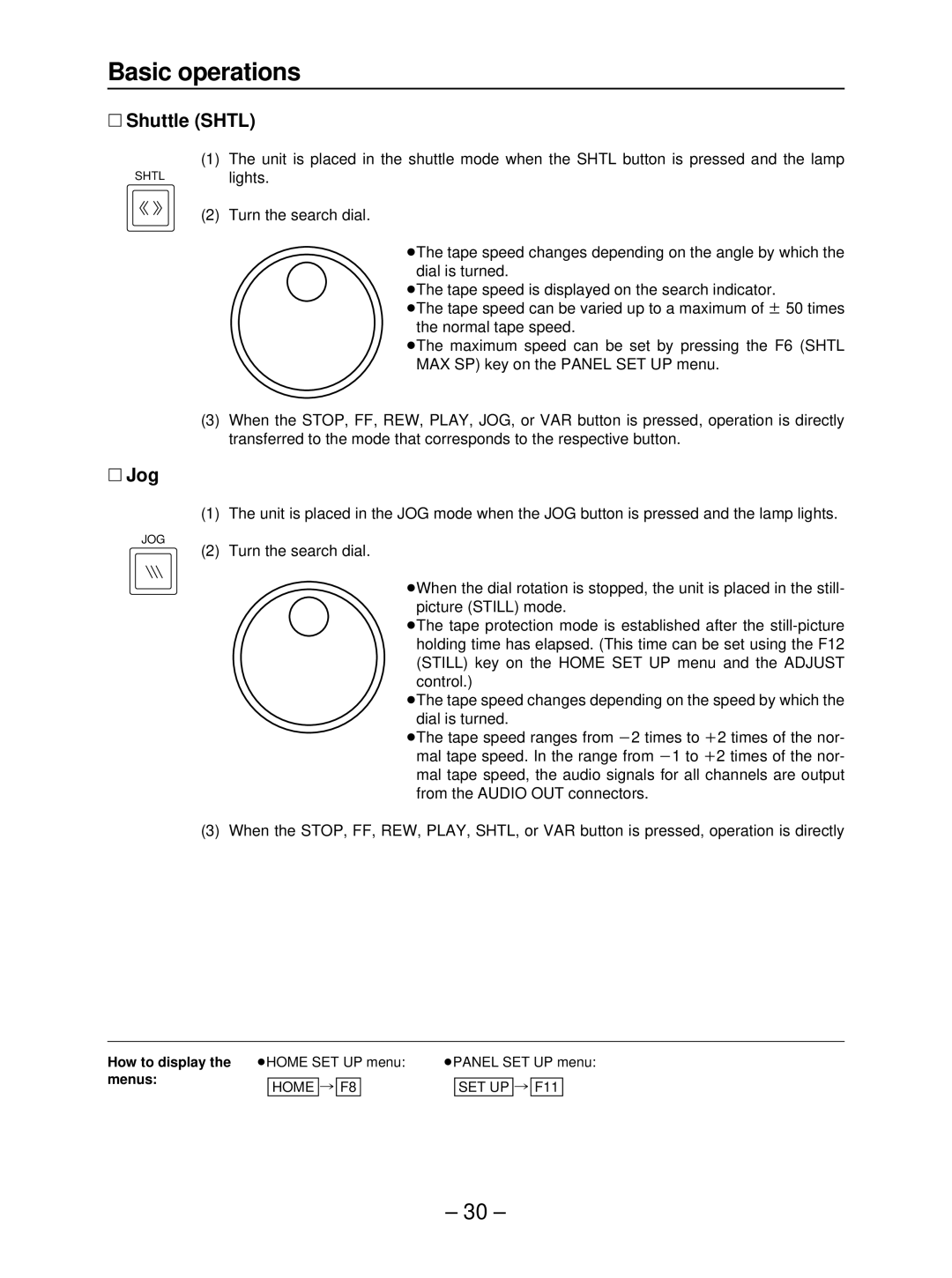 Panasonic AJ-HD3700B manual ∑ Shuttle Shtl, ∑ Jog 