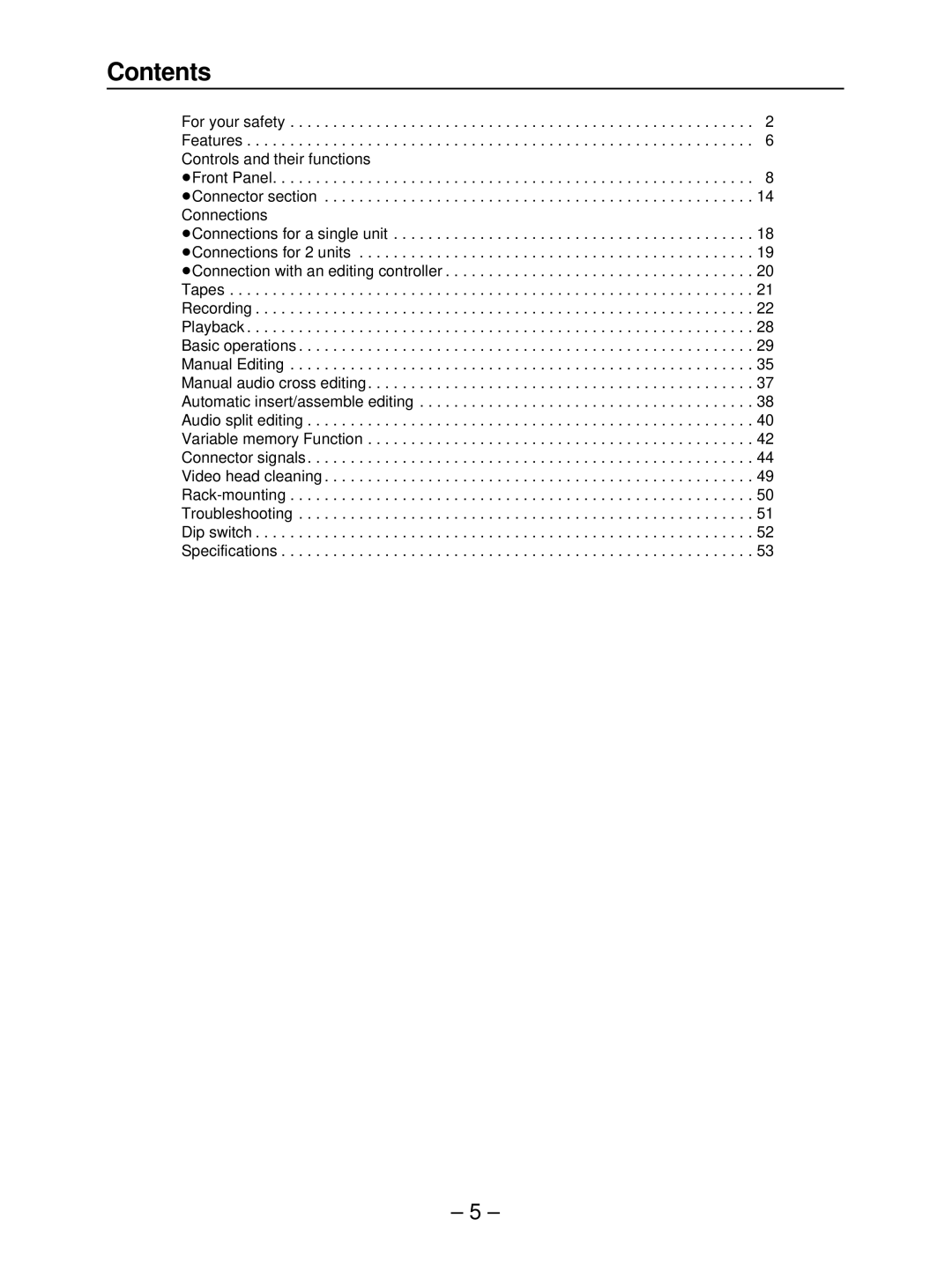 Panasonic AJ-HD3700B manual Contents 