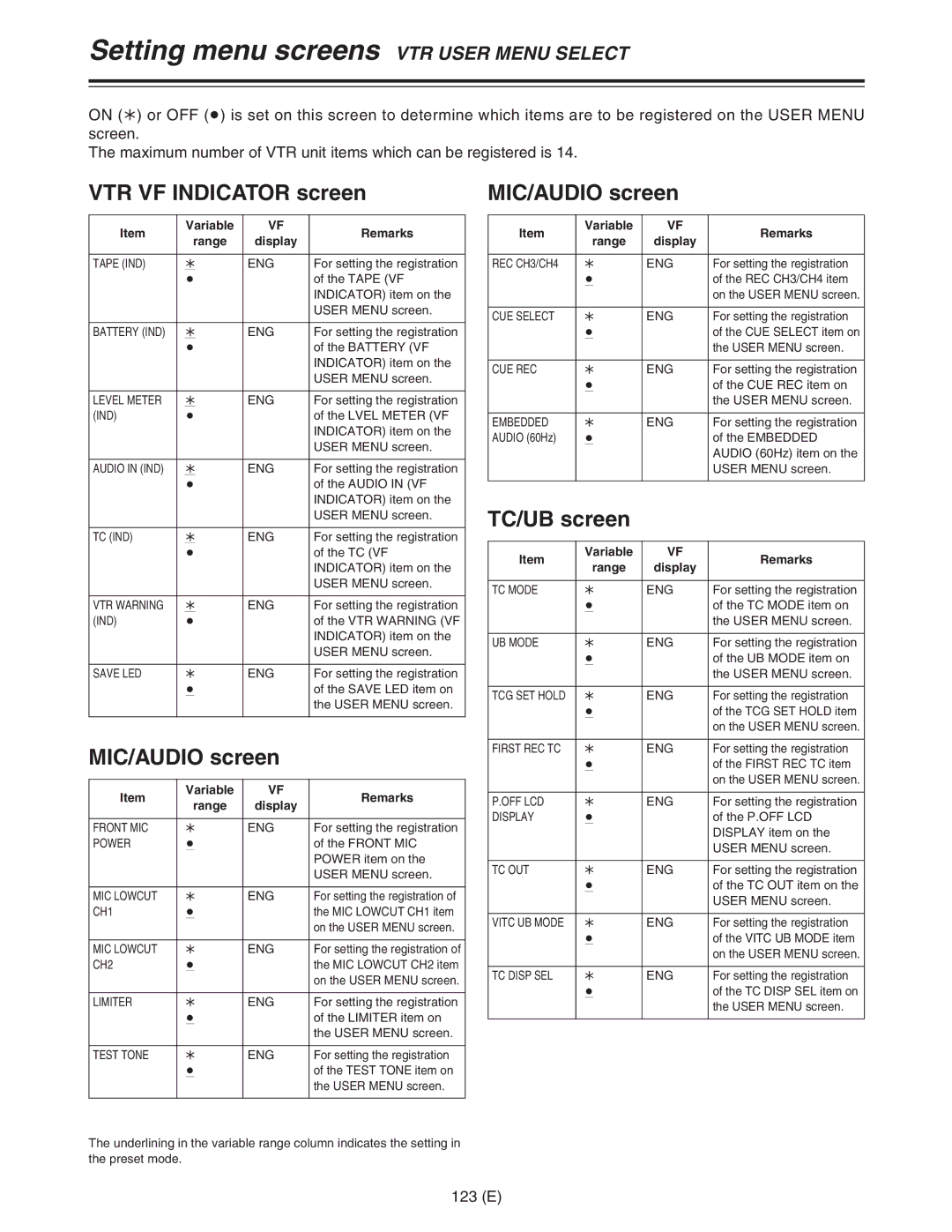 Panasonic AJ-HDC27FE operating instructions 123 E 