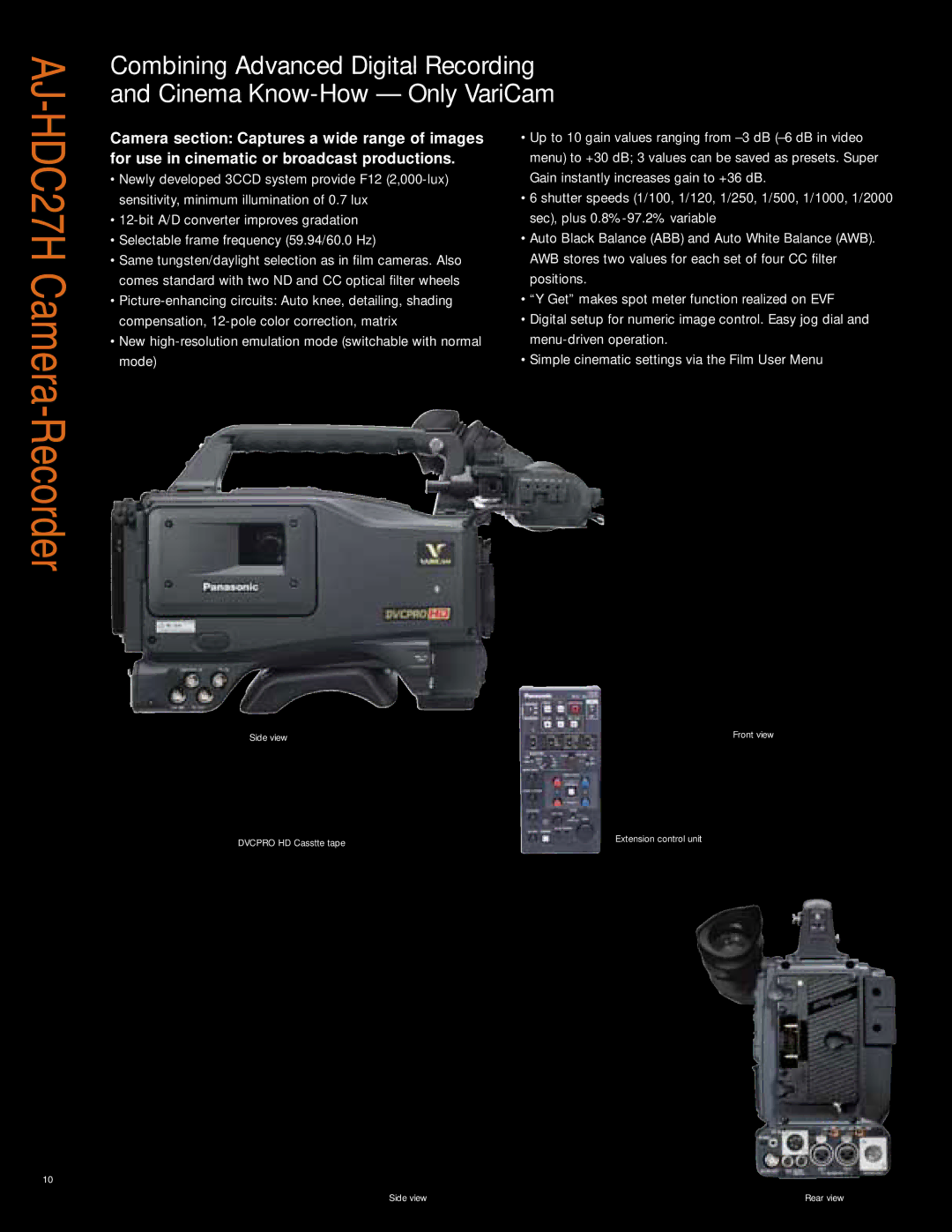 Panasonic AJ-HDC27H manual HDC27H Camera-Recorder 