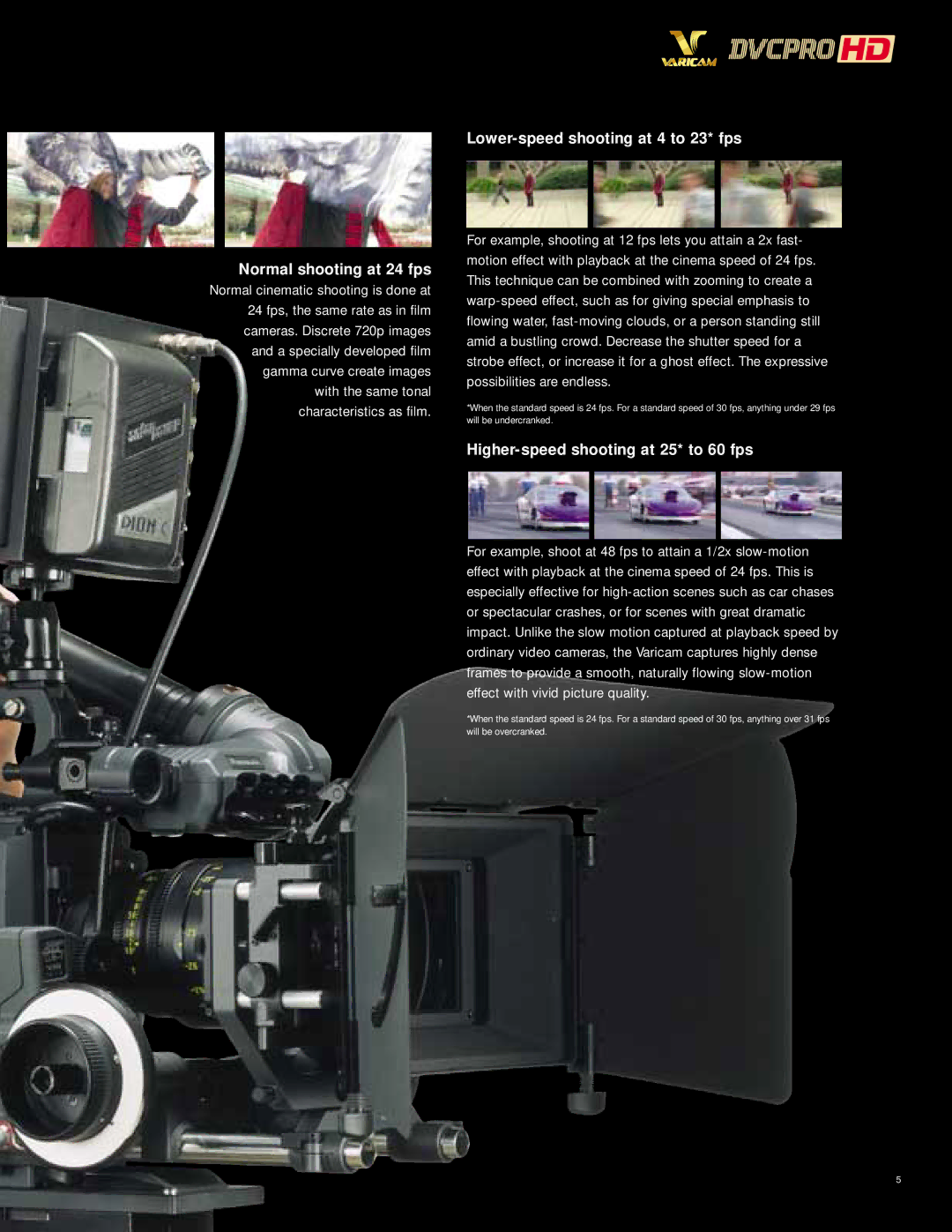 Panasonic AJ-HDC27H manual Normal shooting at 24 fps, Lower-speed shooting at 4 to 23* fps 