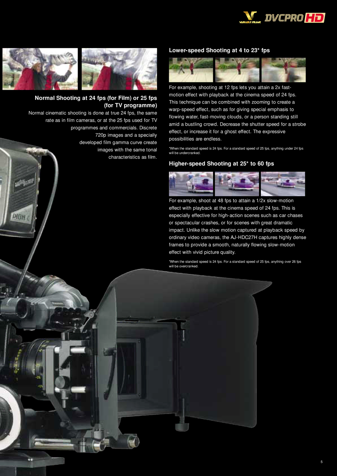 Panasonic AJ-HDC27HE manual Lower-speed Shooting at 4 to 23* fps, Higher-speed Shooting at 25* to 60 fps 