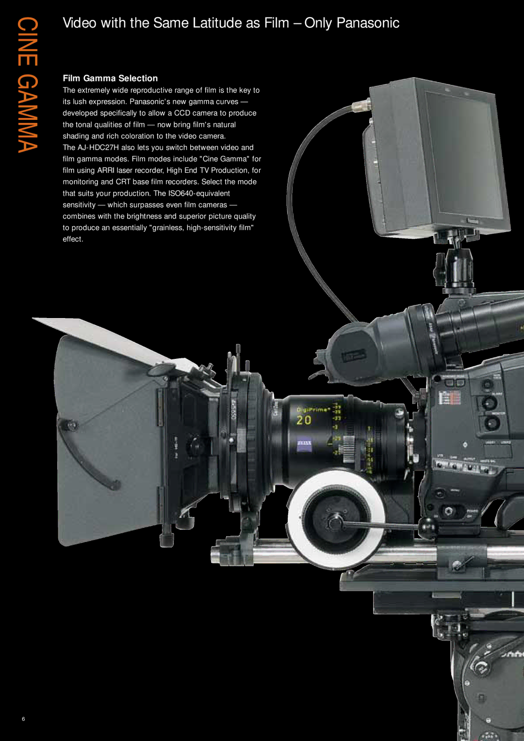 Panasonic AJ-HDC27HE manual Cine Gamma, Film Gamma Selection 