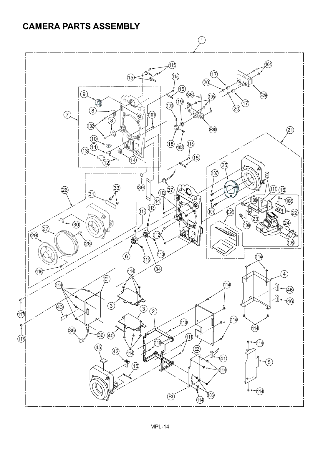 Panasonic AJ-HDC27MC, AJ-HDC27HP/MC manual Camera Parts Assembly 