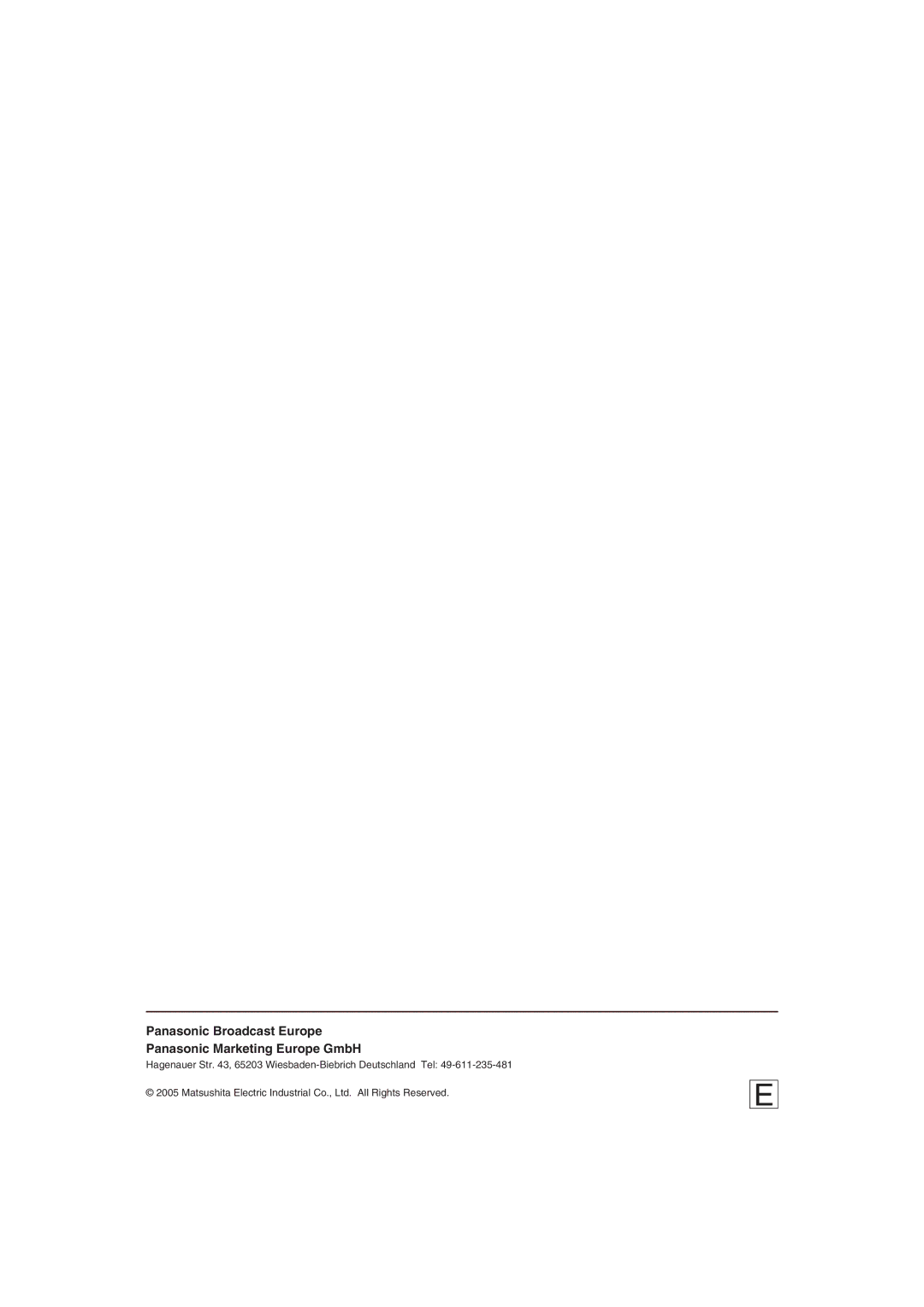 Panasonic AJ-HDX400E operating instructions Panasonic Broadcast Europe Panasonic Marketing Europe GmbH 