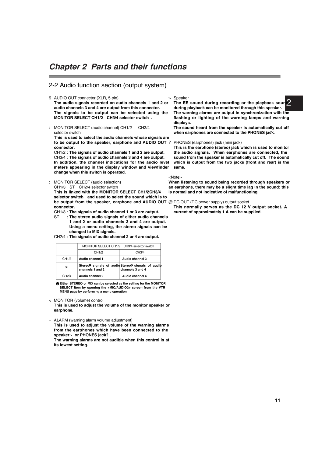 Panasonic AJ-HDX400E operating instructions Audio function section output system 