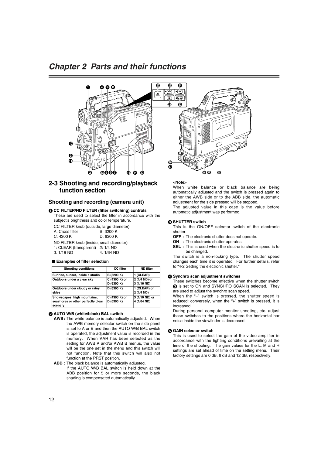 Panasonic AJ-HDX400E operating instructions Shooting and recording camera unit 