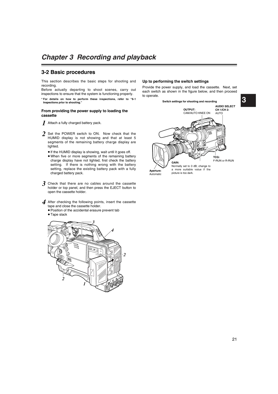 Panasonic AJ-HDX400E operating instructions Basic procedures, From providing the power supply to loading the cassette 