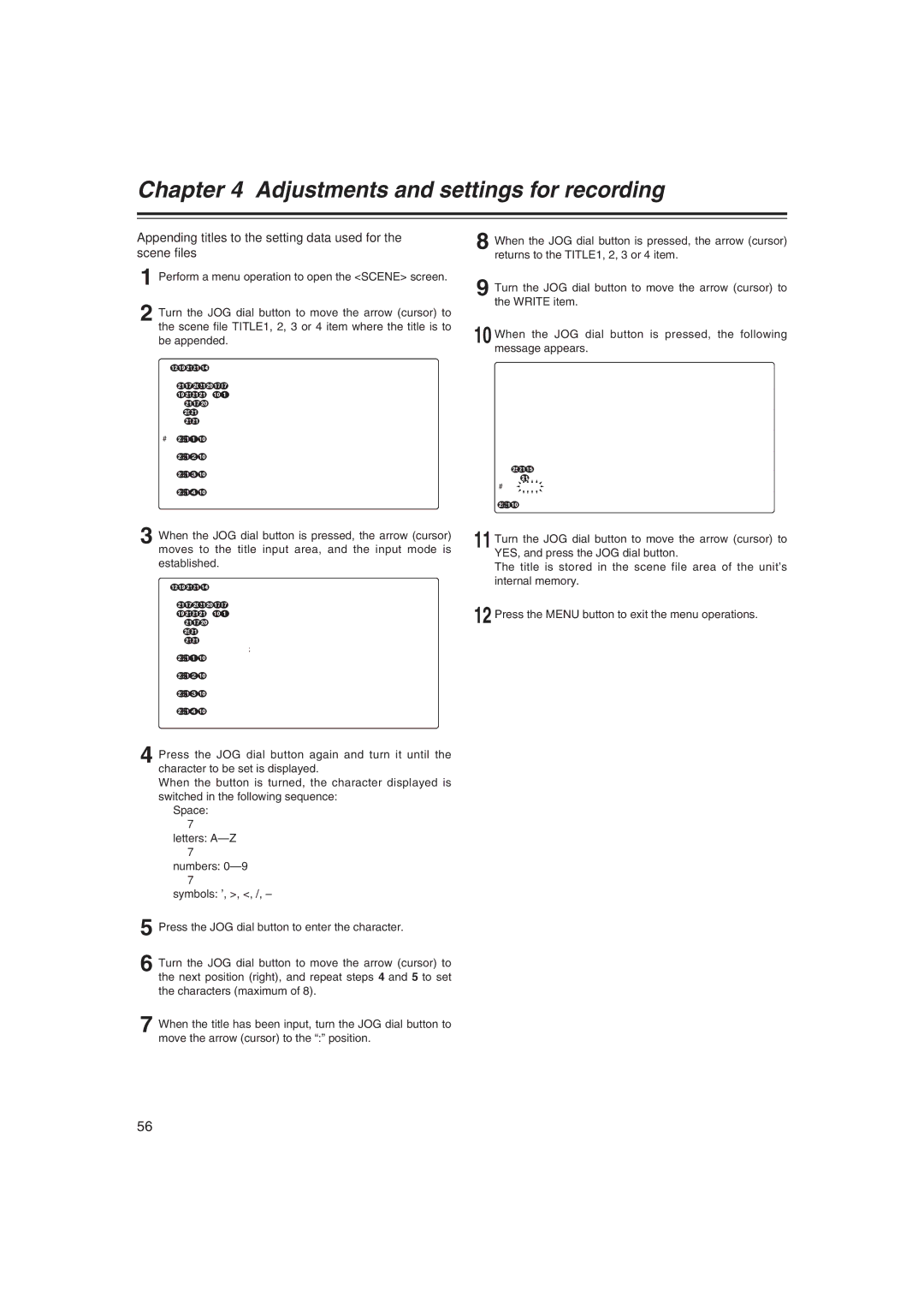 Panasonic AJ-HDX400E operating instructions Scene Read User Data Scene SEL1 Write Reset 