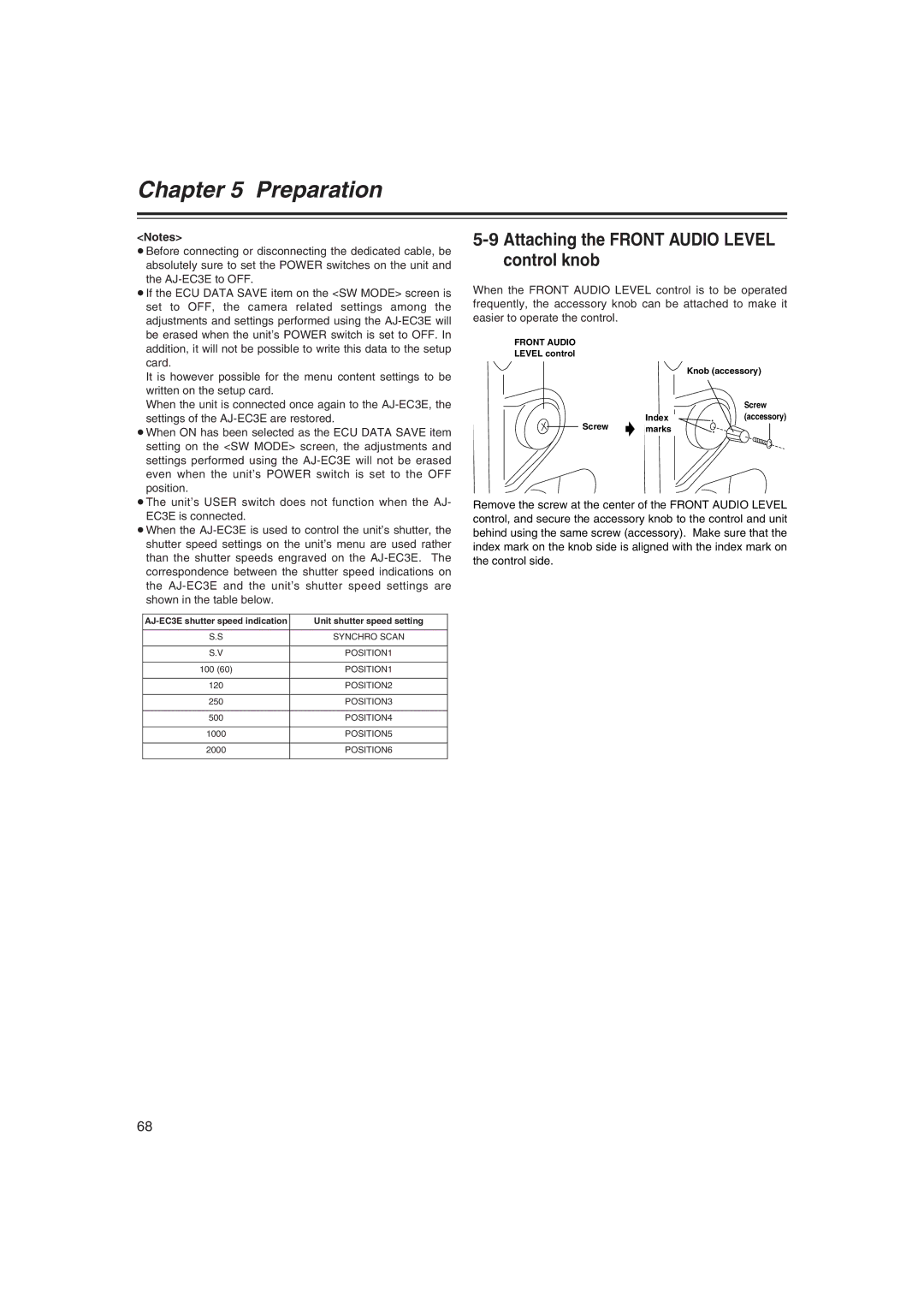 Panasonic AJ-HDX400E operating instructions Attaching the Front Audio Level control knob 