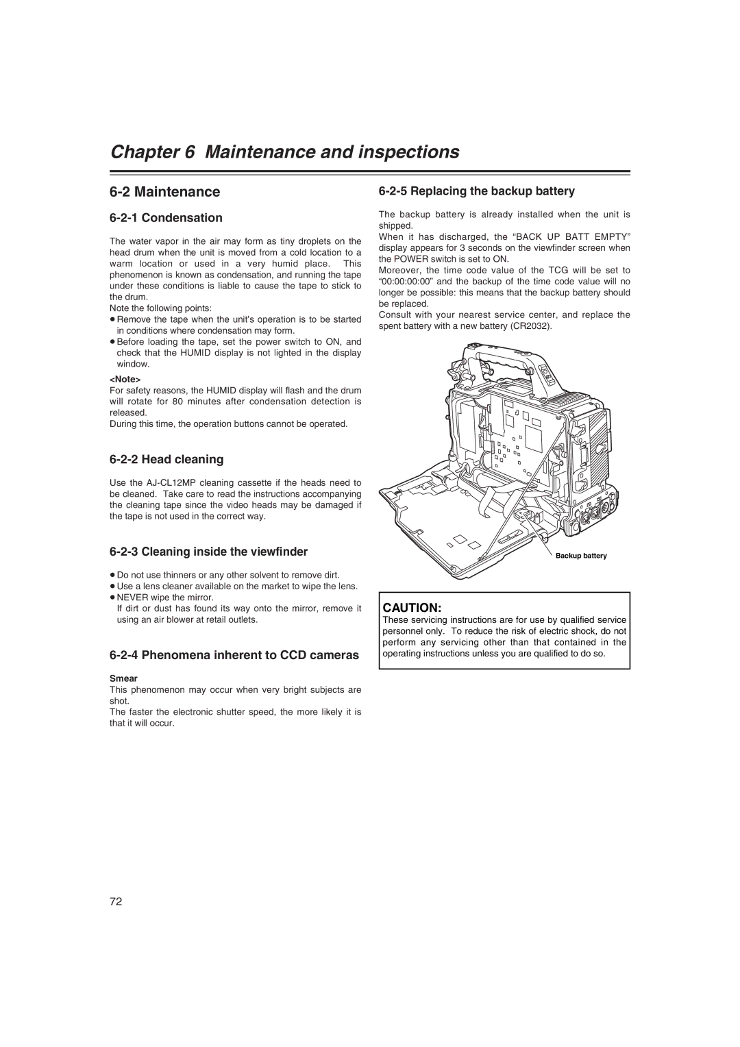 Panasonic AJ-HDX400E operating instructions Maintenance 