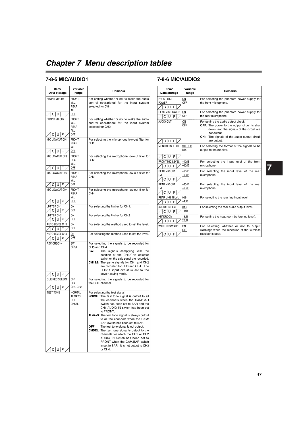 Panasonic AJ-HDX400E operating instructions 5 MIC/AUDIO1, 6 MIC/AUDIO2 