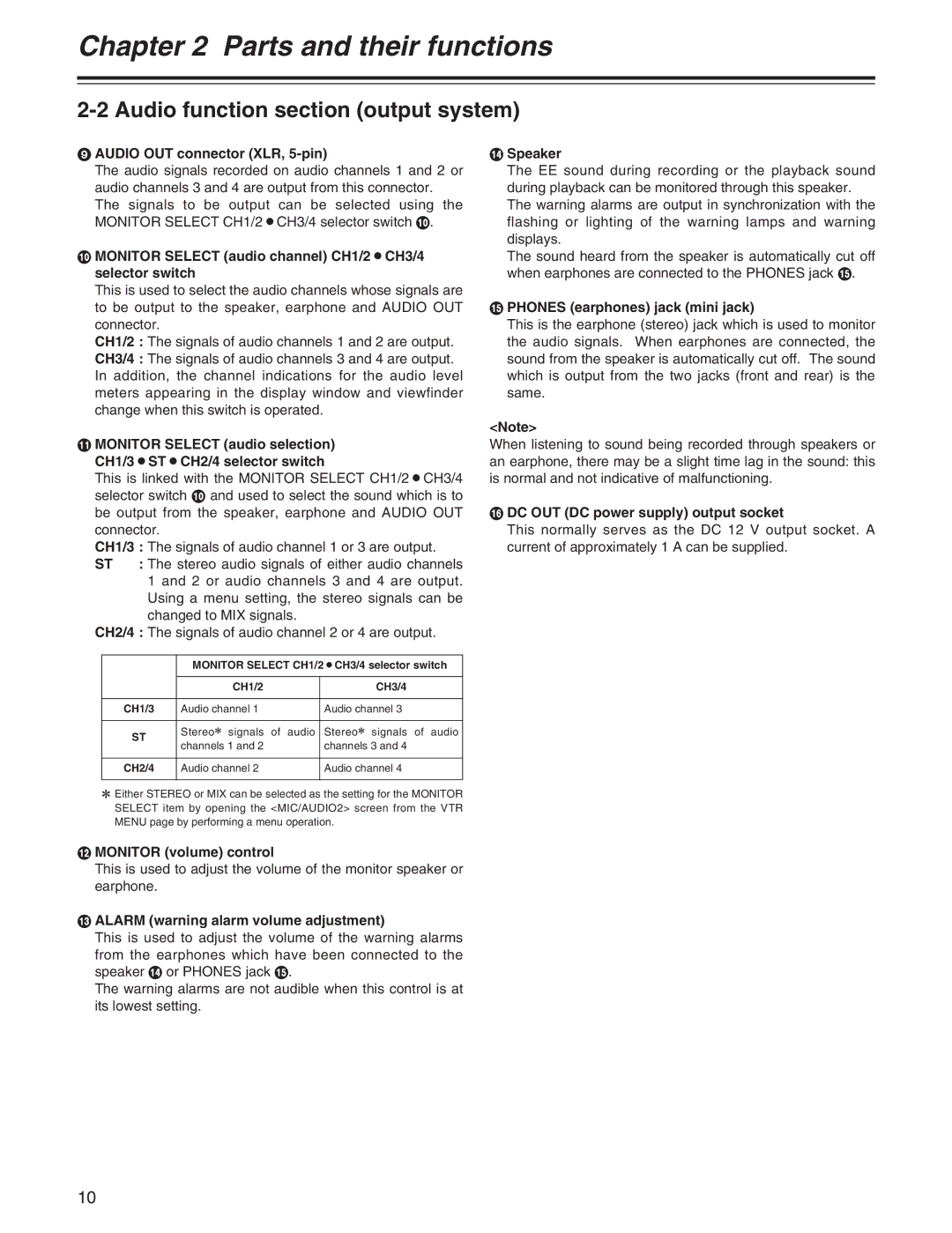 Panasonic AJ-HDX400P operating instructions Audio function section output system 