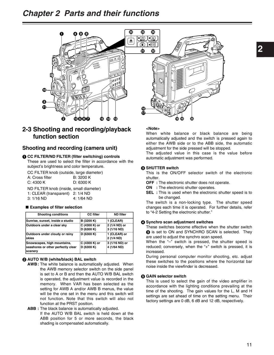 Panasonic AJ-HDX400P operating instructions Shooting and recording camera unit 