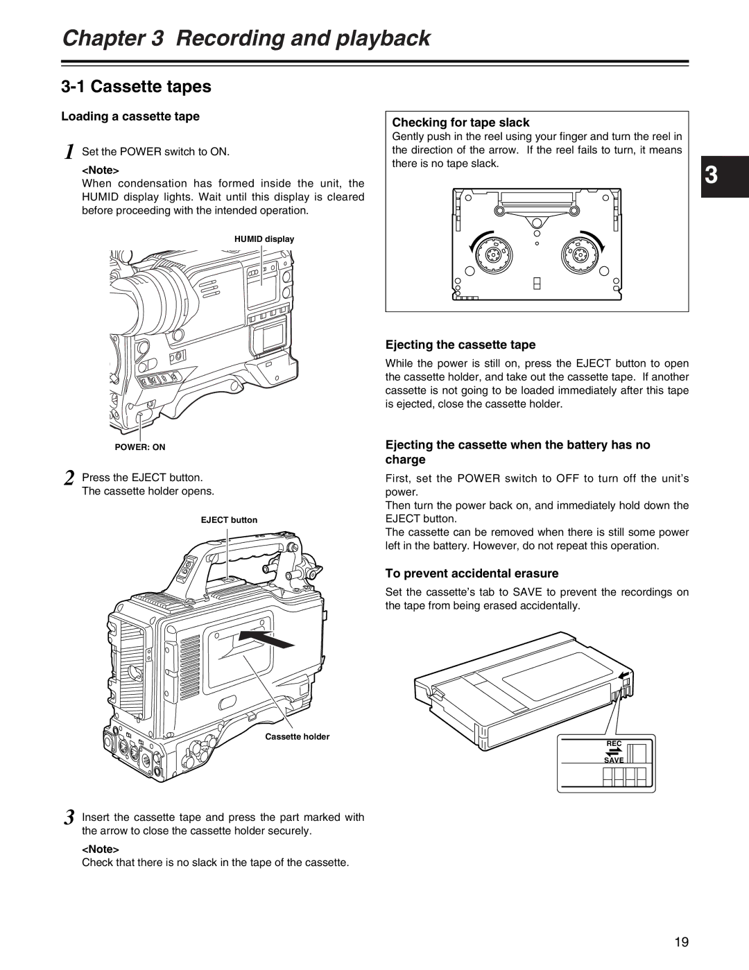 Panasonic AJ-HDX400P operating instructions Cassette tapes 