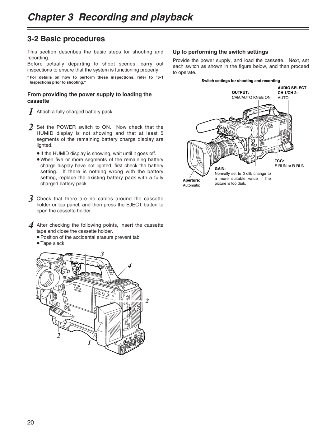 Panasonic AJ-HDX400P operating instructions Basic procedures, From providing the power supply to loading the cassette 