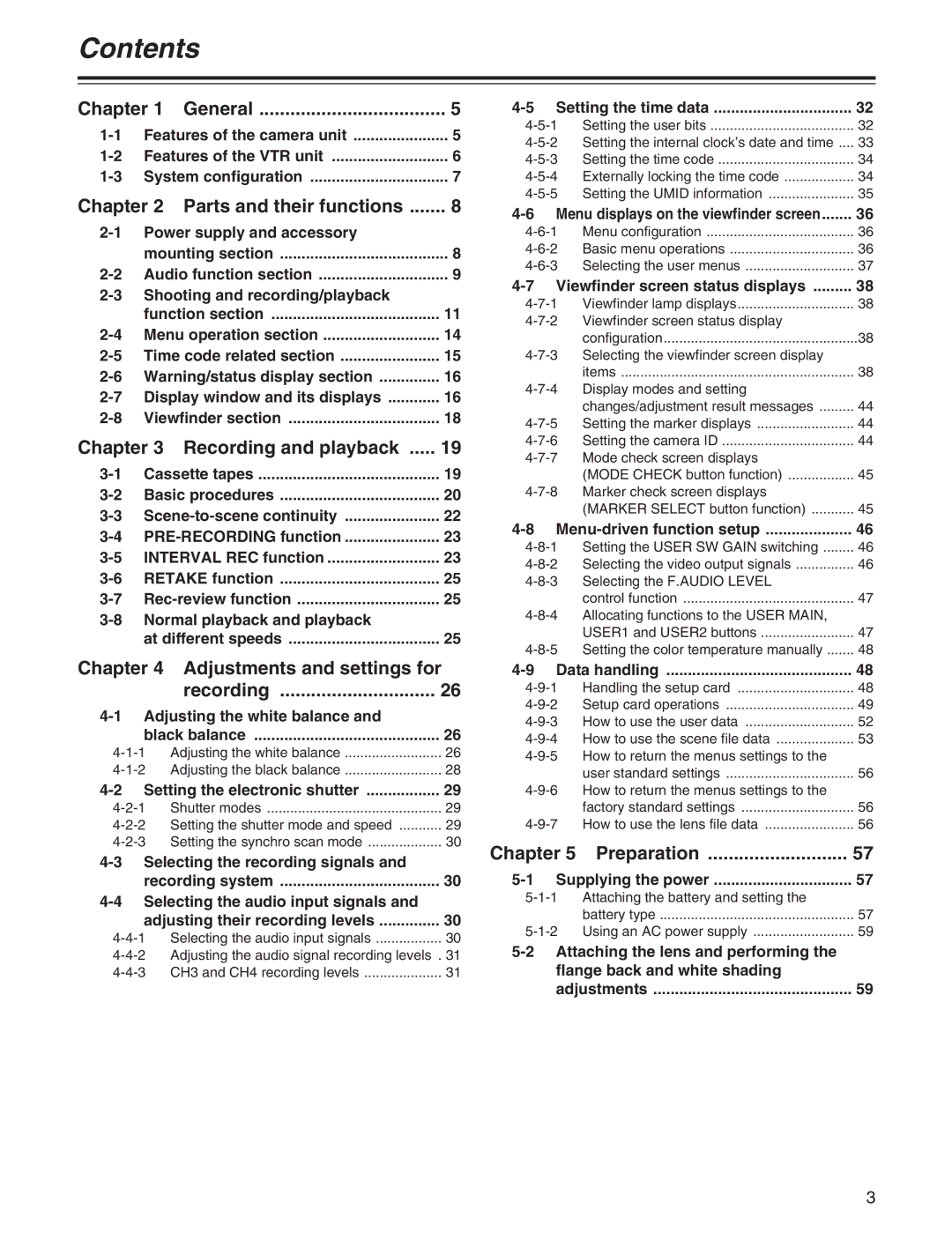 Panasonic AJ-HDX400P operating instructions Contents 