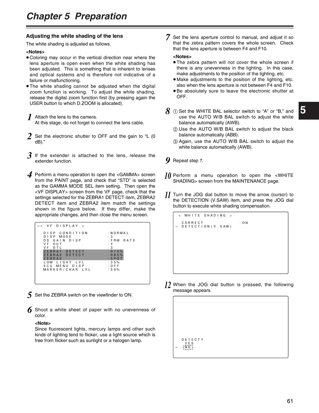 Panasonic AJ-HDX400P operating instructions Adjusting the white shading of the lens, Off 