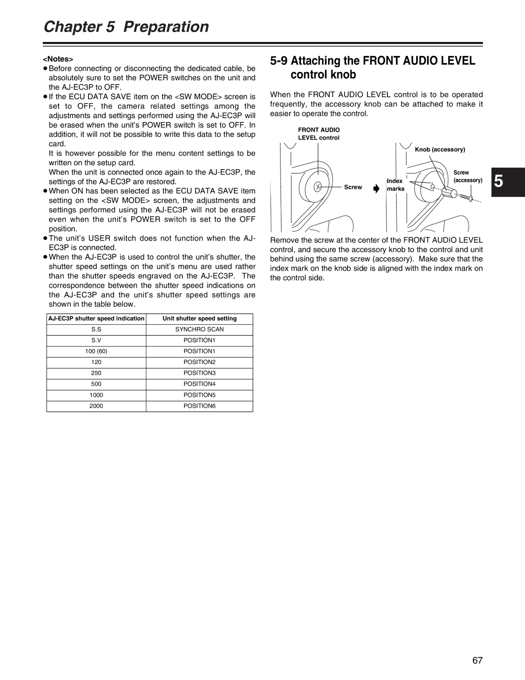 Panasonic AJ-HDX400P operating instructions Attaching the Front Audio Level control knob 