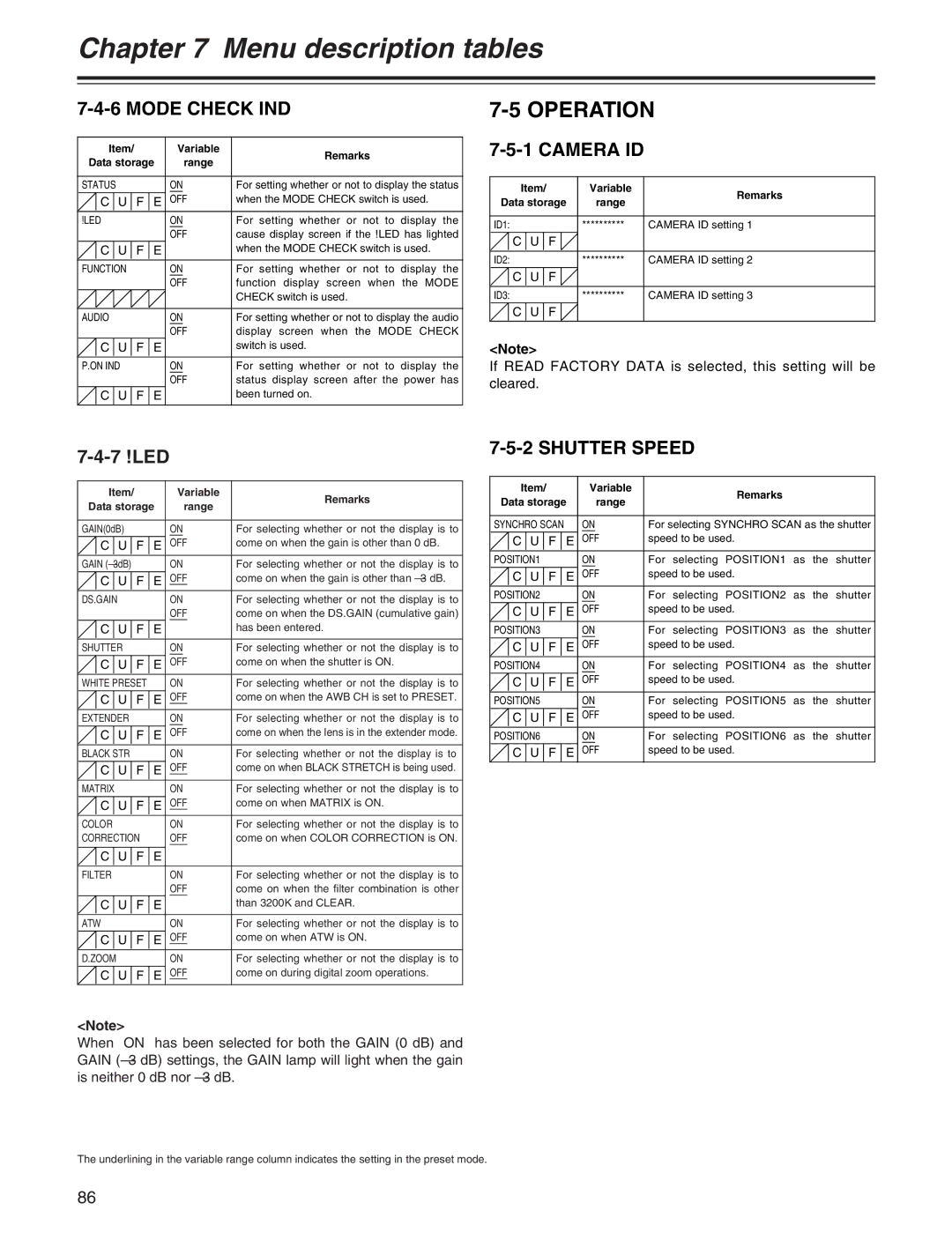 Panasonic AJ-HDX400P operating instructions Mode Check IND, Camera ID, 7 !LED, Shutter Speed 