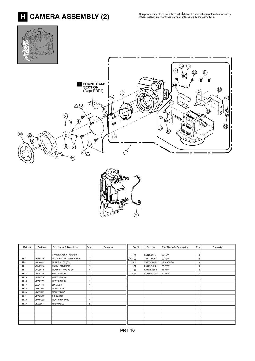 Panasonic AJ-HDX900MC manual Front Case 