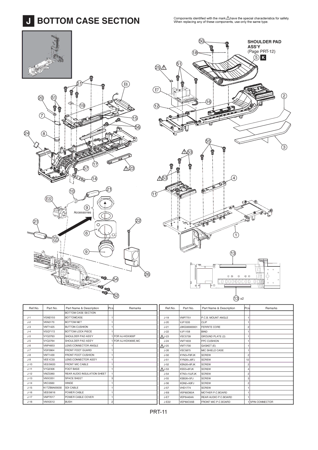 Panasonic AJ-HDX900MC manual Bottom Case Section, PRT-12 E22 