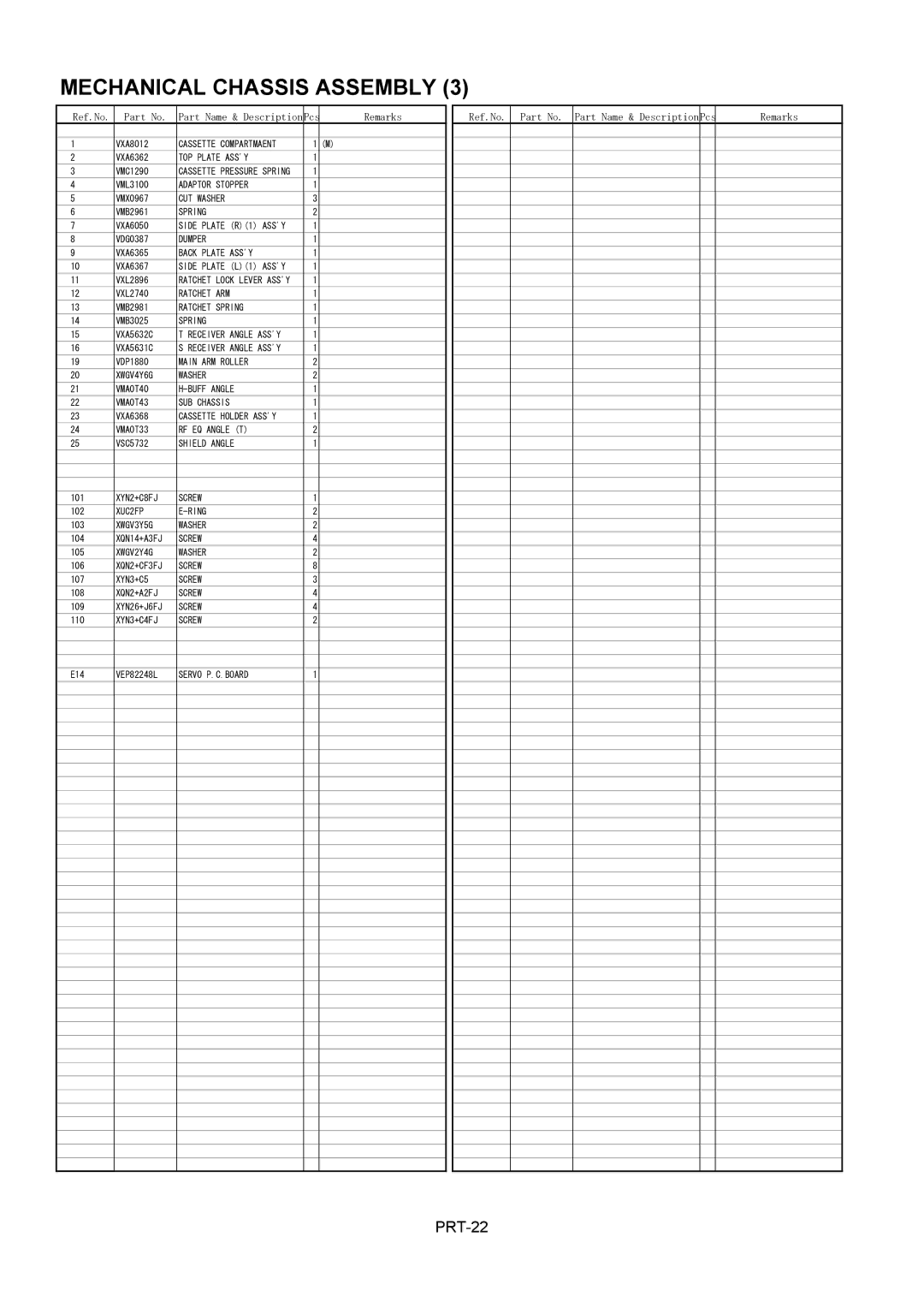 Panasonic AJ-HDX900MC manual PRT-22 