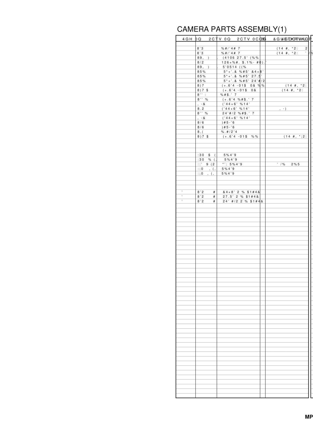 Panasonic AJ-YA350G, AJ-HPX2100E, AJ-HPX2100MC, AJ-HPX2000P manual Camera Parts ASSEMBLY1 