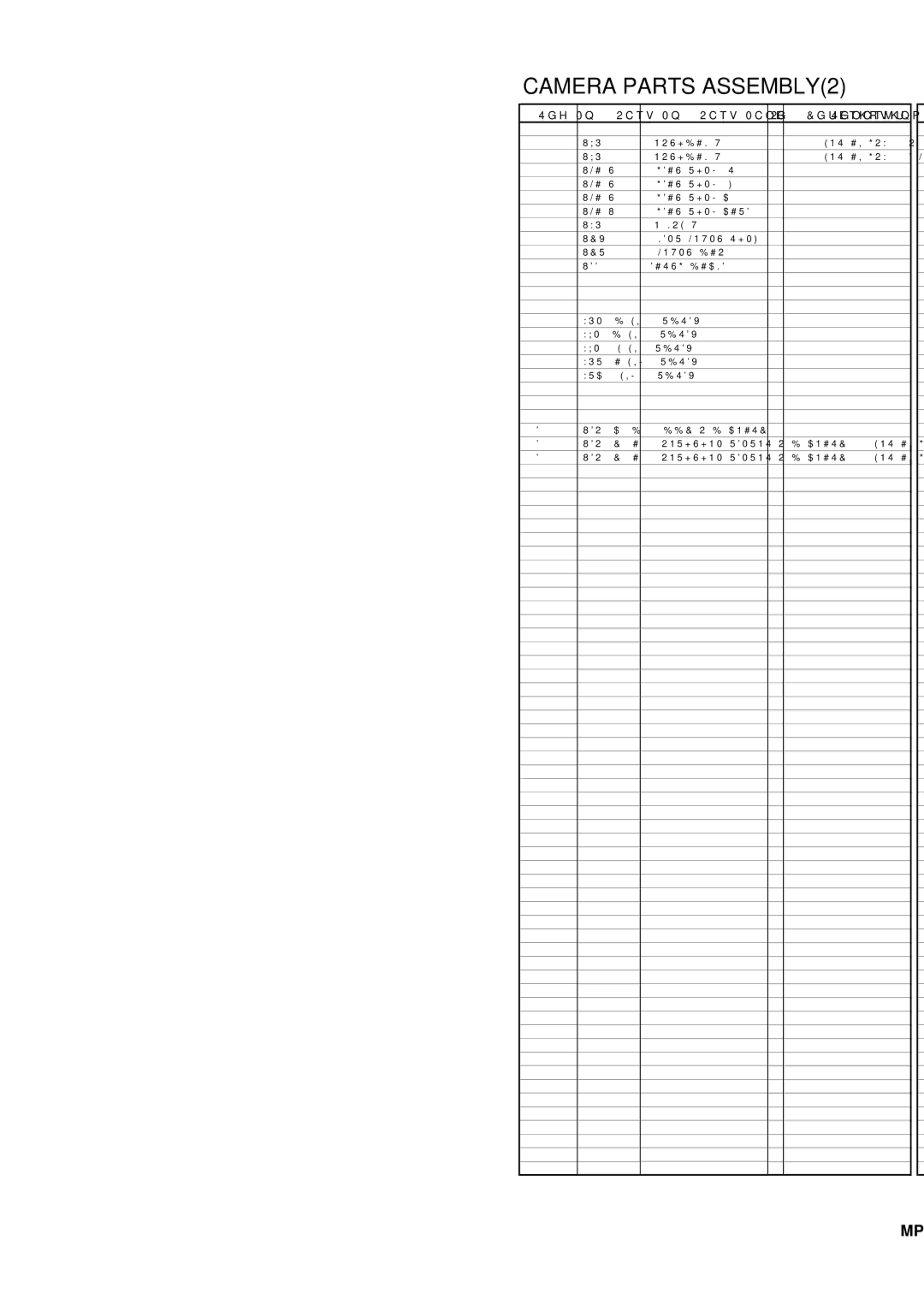 Panasonic AJ-HPX2100MC, AJ-HPX2100E, AJ-HPX2000P, AJ-YA350G manual Camera Parts ASSEMBLY2 