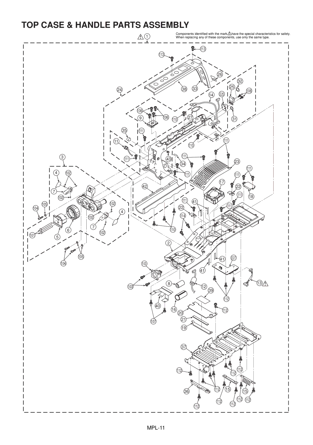 Panasonic AJ-HPX2700MC manual TOP Case & Handle Parts Assembly 