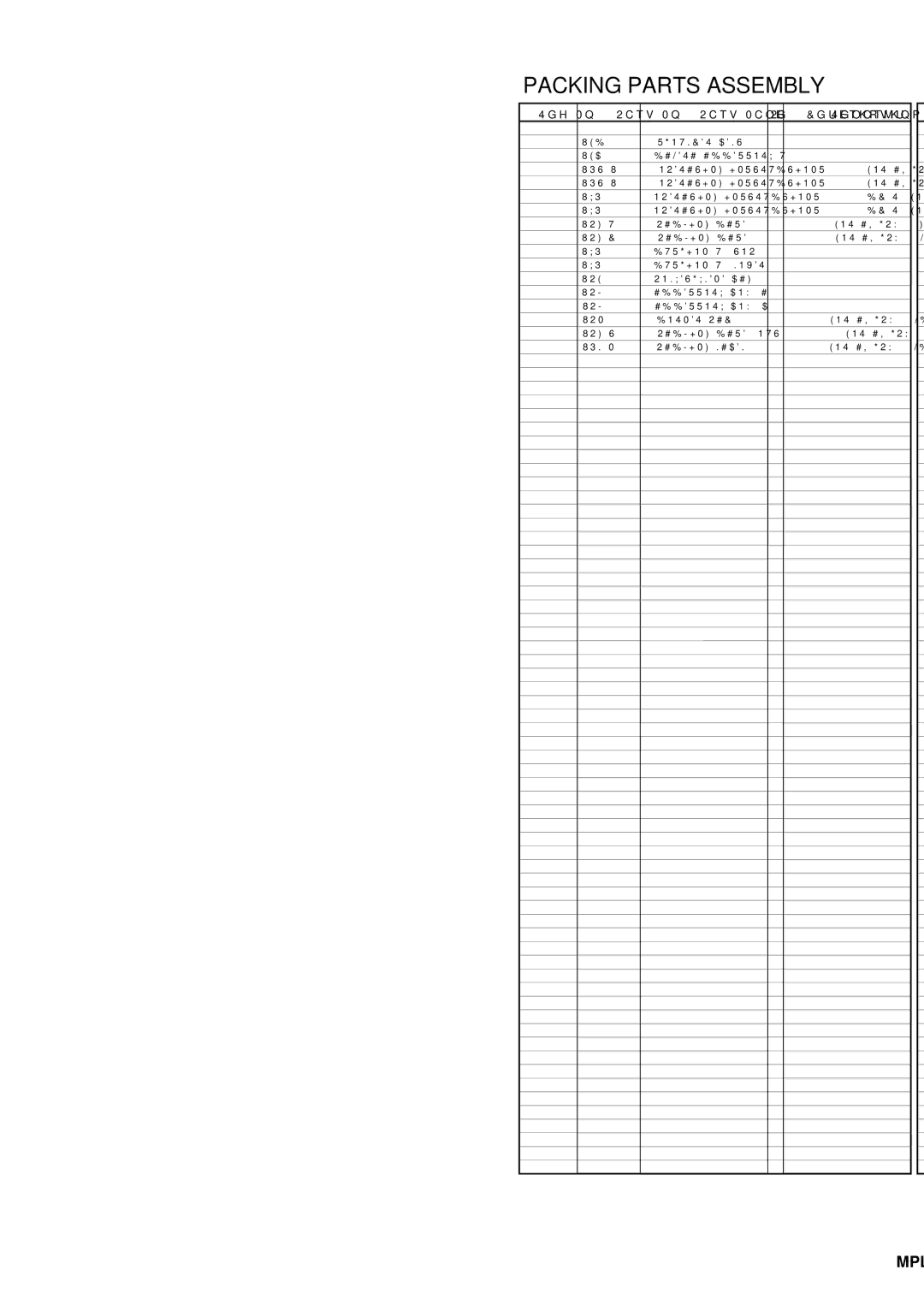 Panasonic AJ-HPX2700MC manual Packing Parts Assembly 