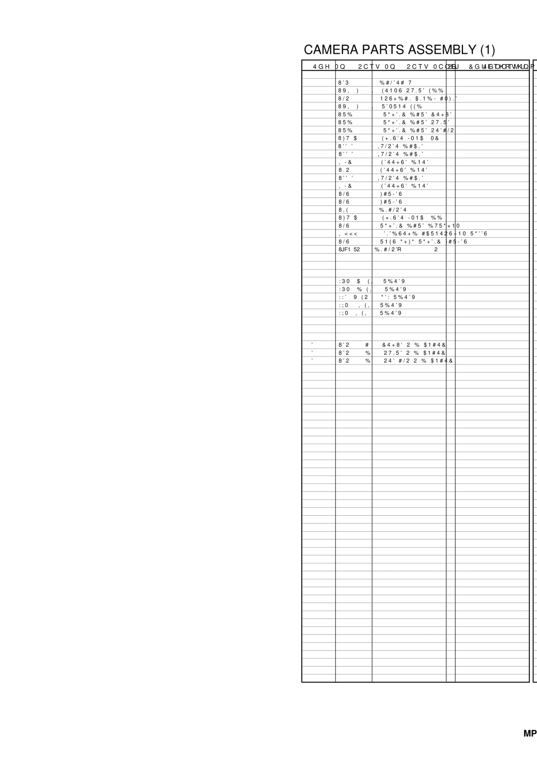 Panasonic AJ-HPX2700MC manual Camera Parts Assembly 