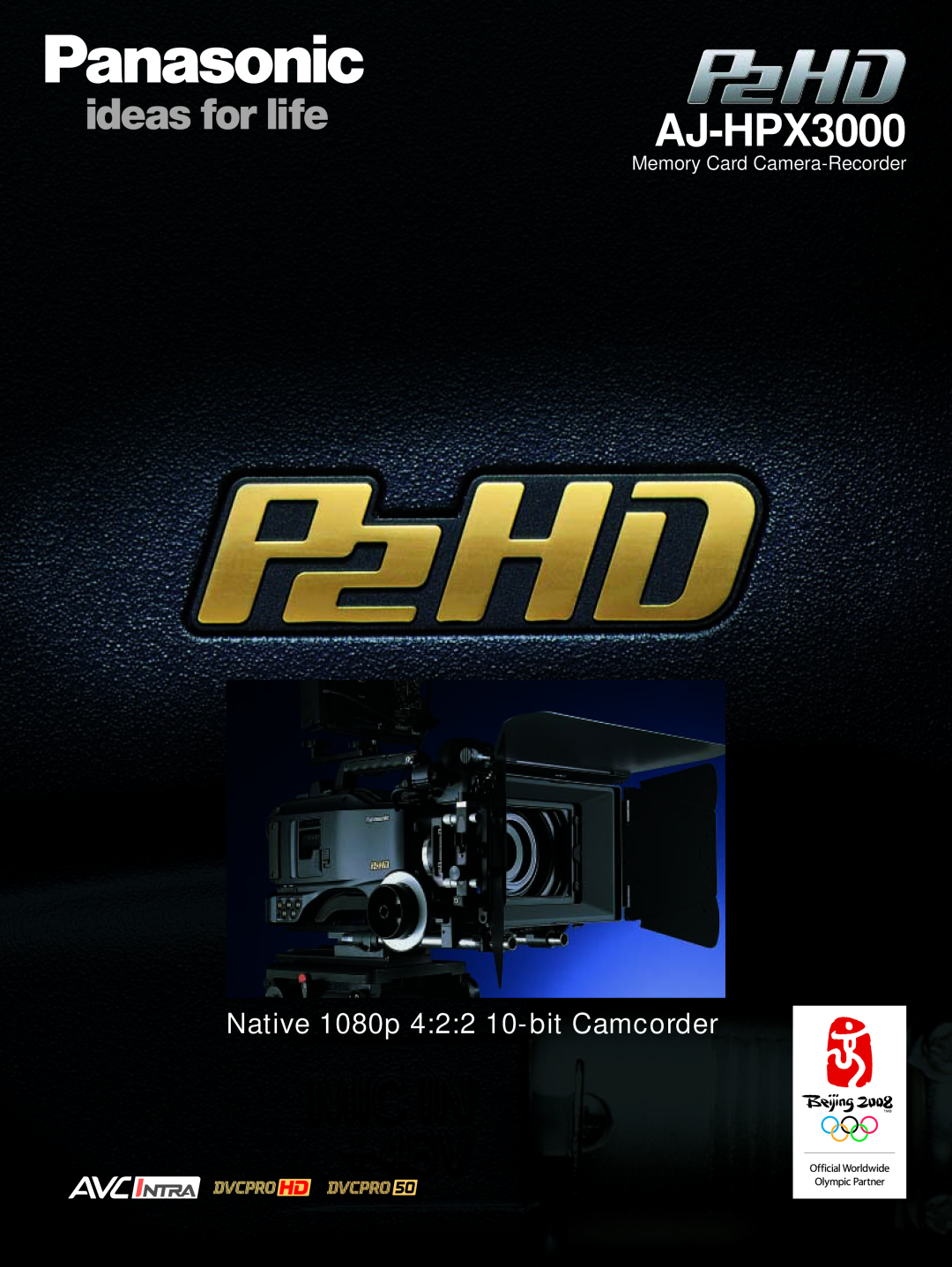 Panasonic AJ-HPX3000 manual Native 1080p 422 10-bit Camcorder, Memory Card Camera-Recorder 