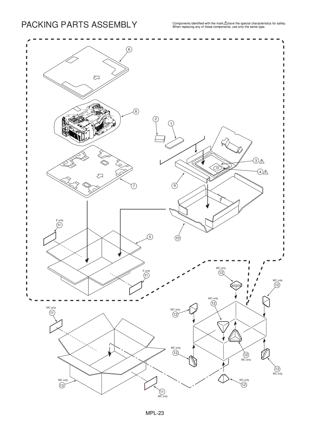 Panasonic AJ-HPX3000MC manual Packing Parts Assembly 