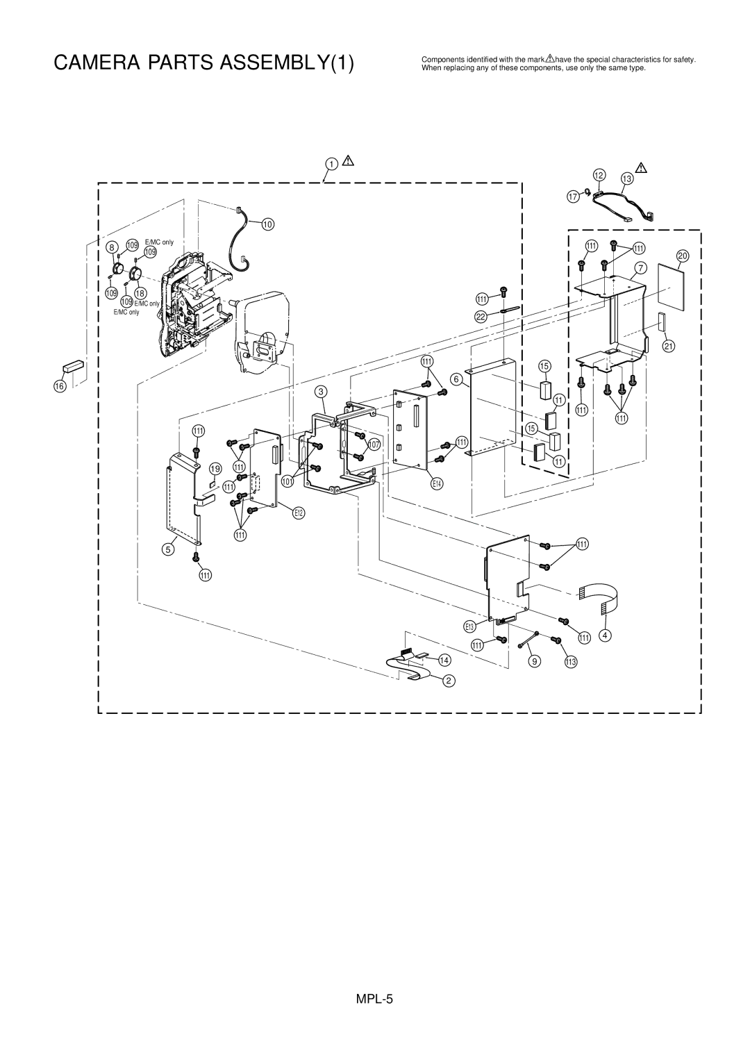 Panasonic AJ-HPX3000MC manual Camera Parts ASSEMBLY1 