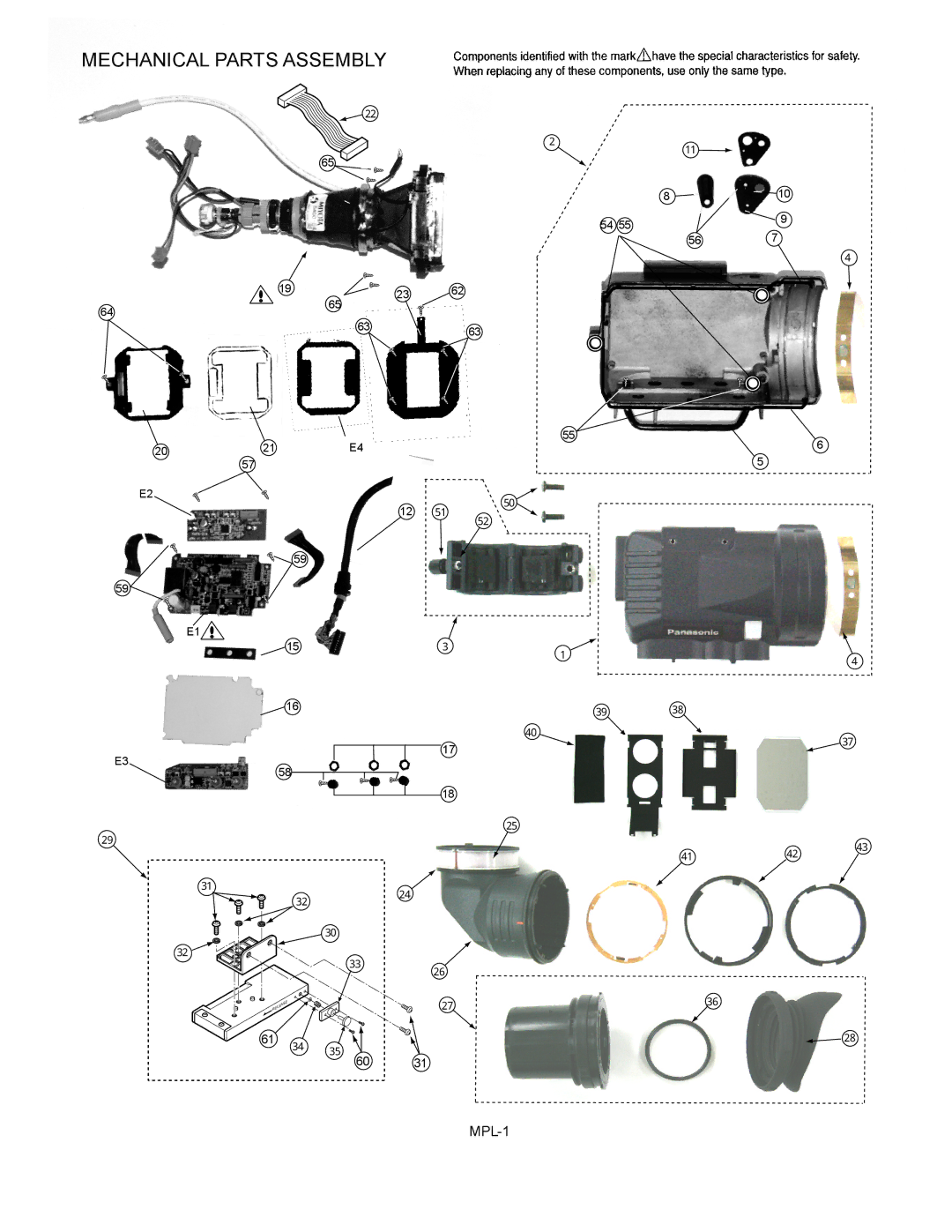 Panasonic AJ-HVF20BE manual Mechanical Parts Assembly 