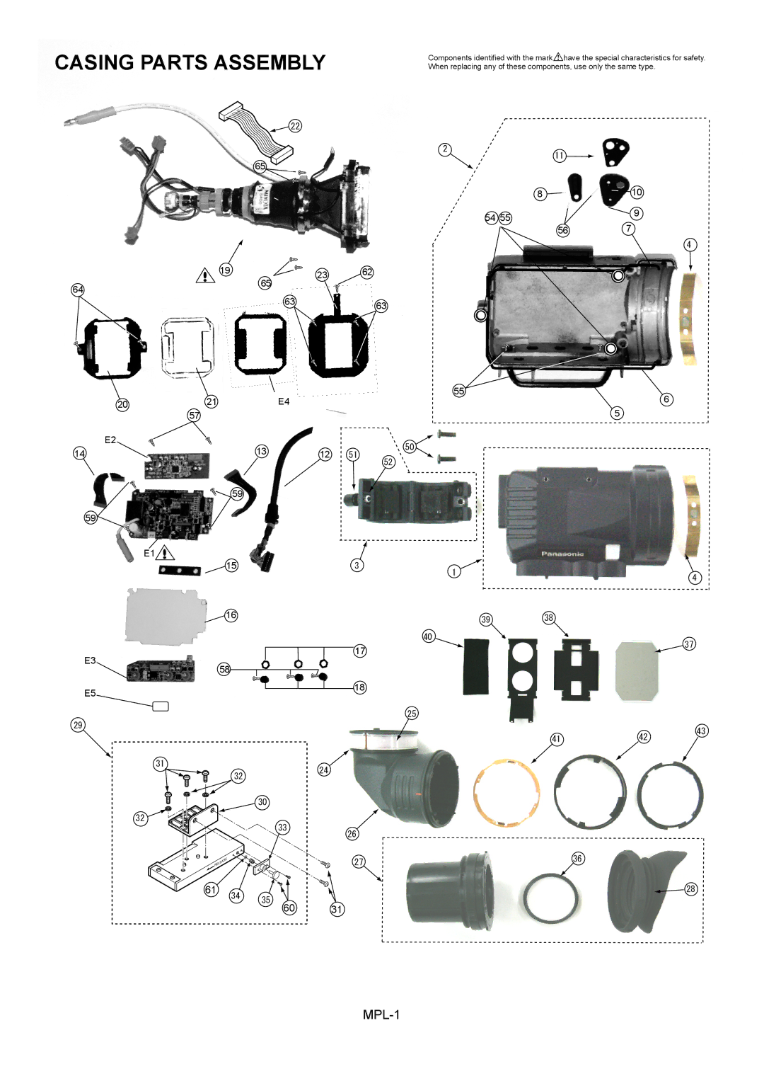 Panasonic AJ-HVF21G manual Casing Parts Assembly 