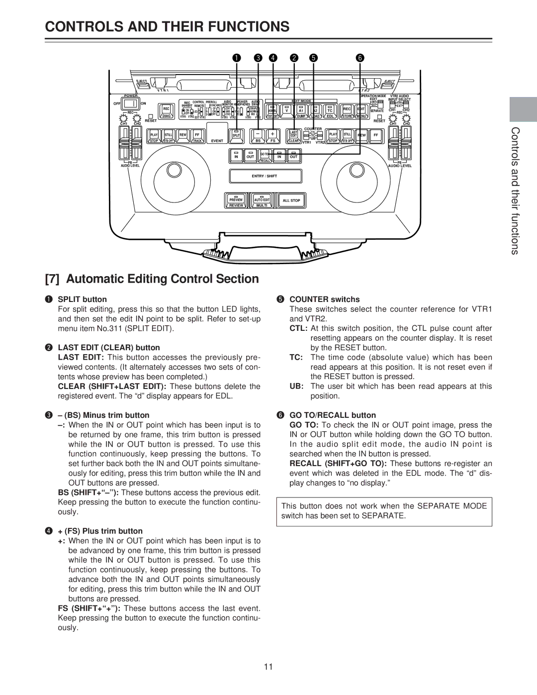 Panasonic AJ-LT85P manual Automatic Editing Control Section 