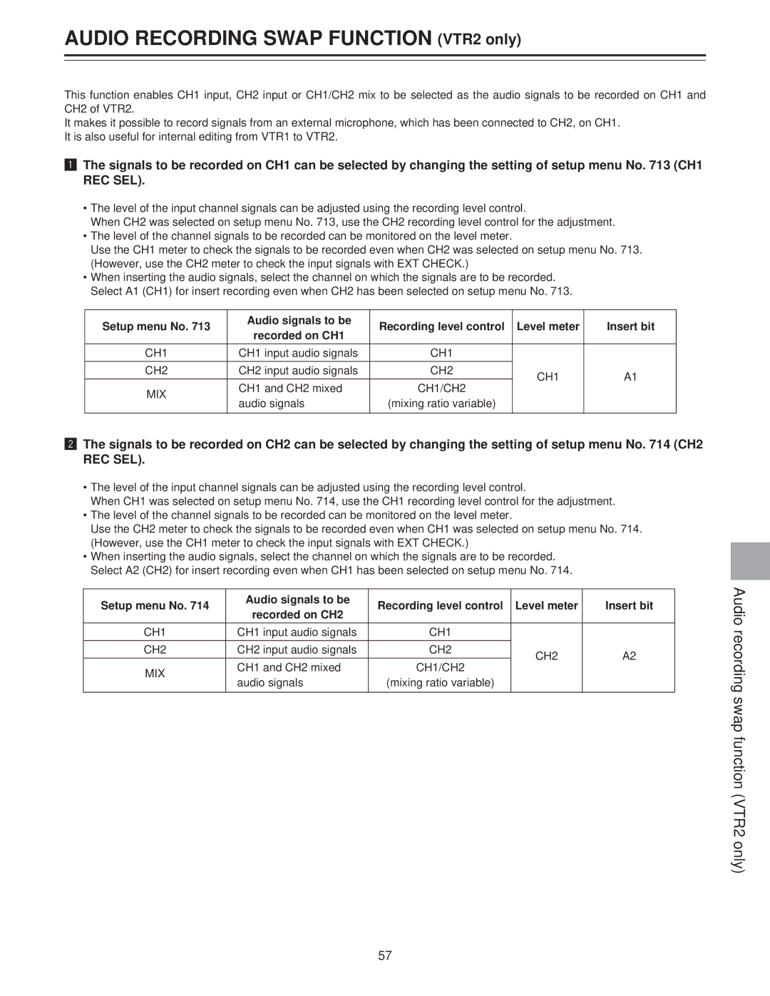 Panasonic AJ-LT85P manual CH1 CH2, CH2 CH1, CH1/CH2 