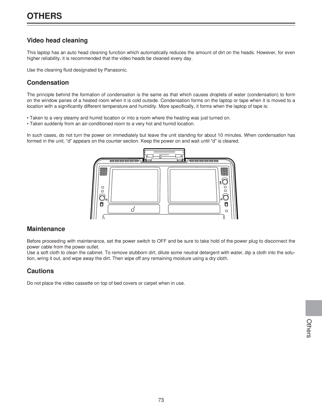 Panasonic AJ-LT85P manual Others, Video head cleaning, Condensation, Maintenance 