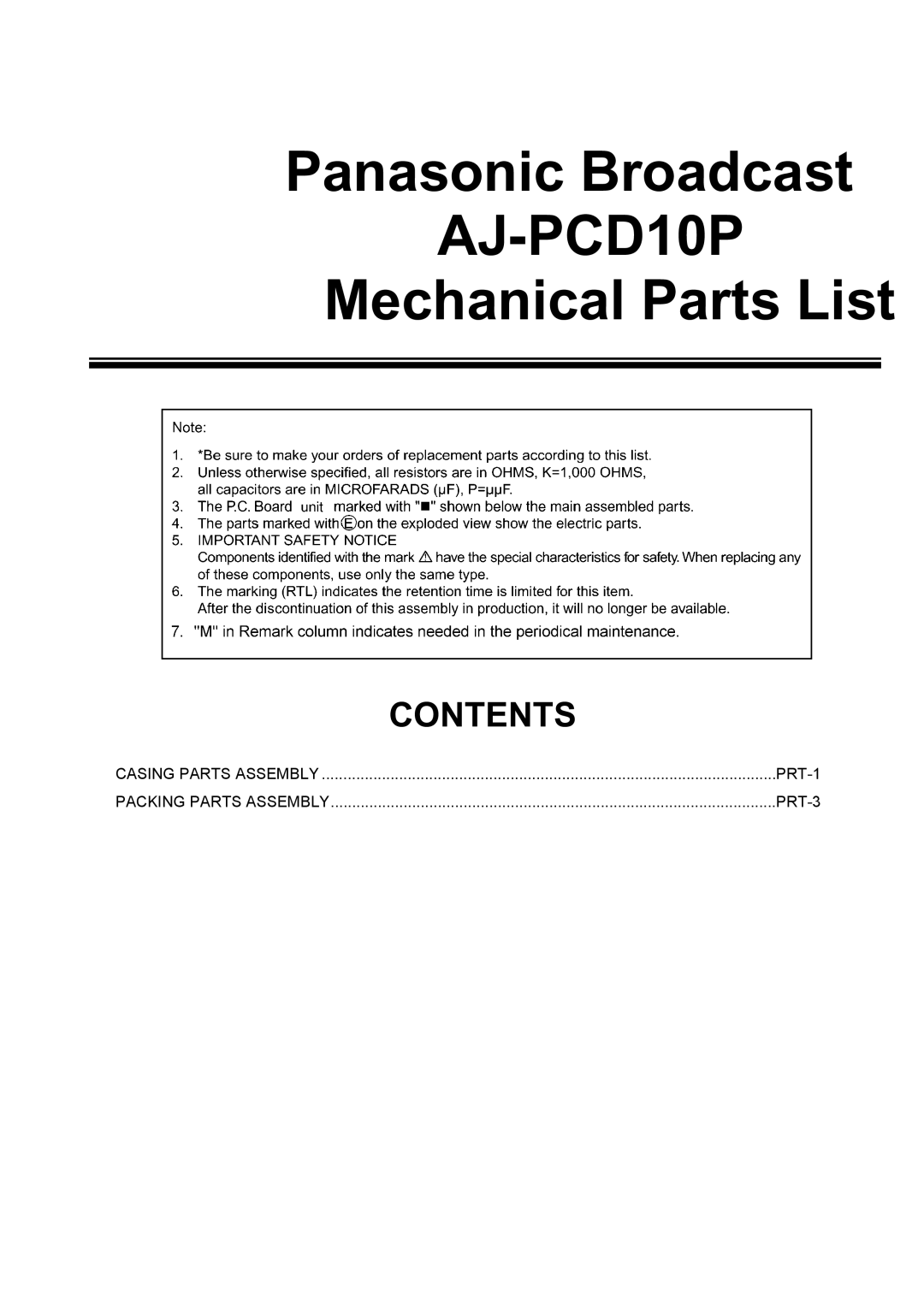 Panasonic AJ-PCD10P manual 