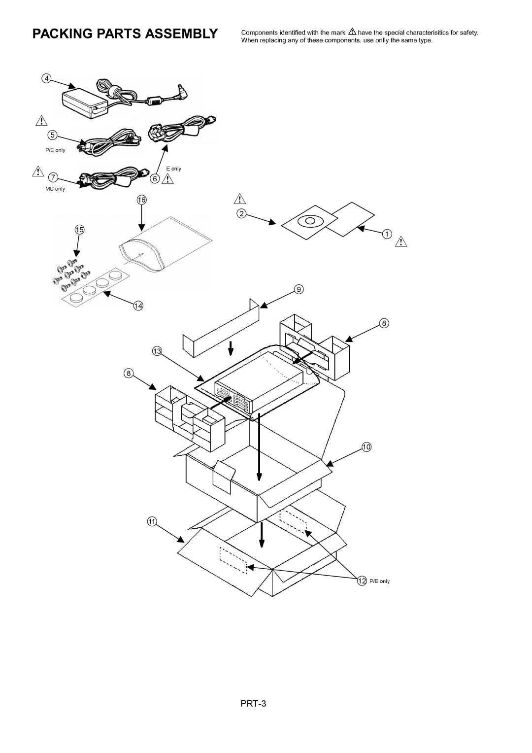 Panasonic AJ-PCD10P manual Packing Parts Assembly 