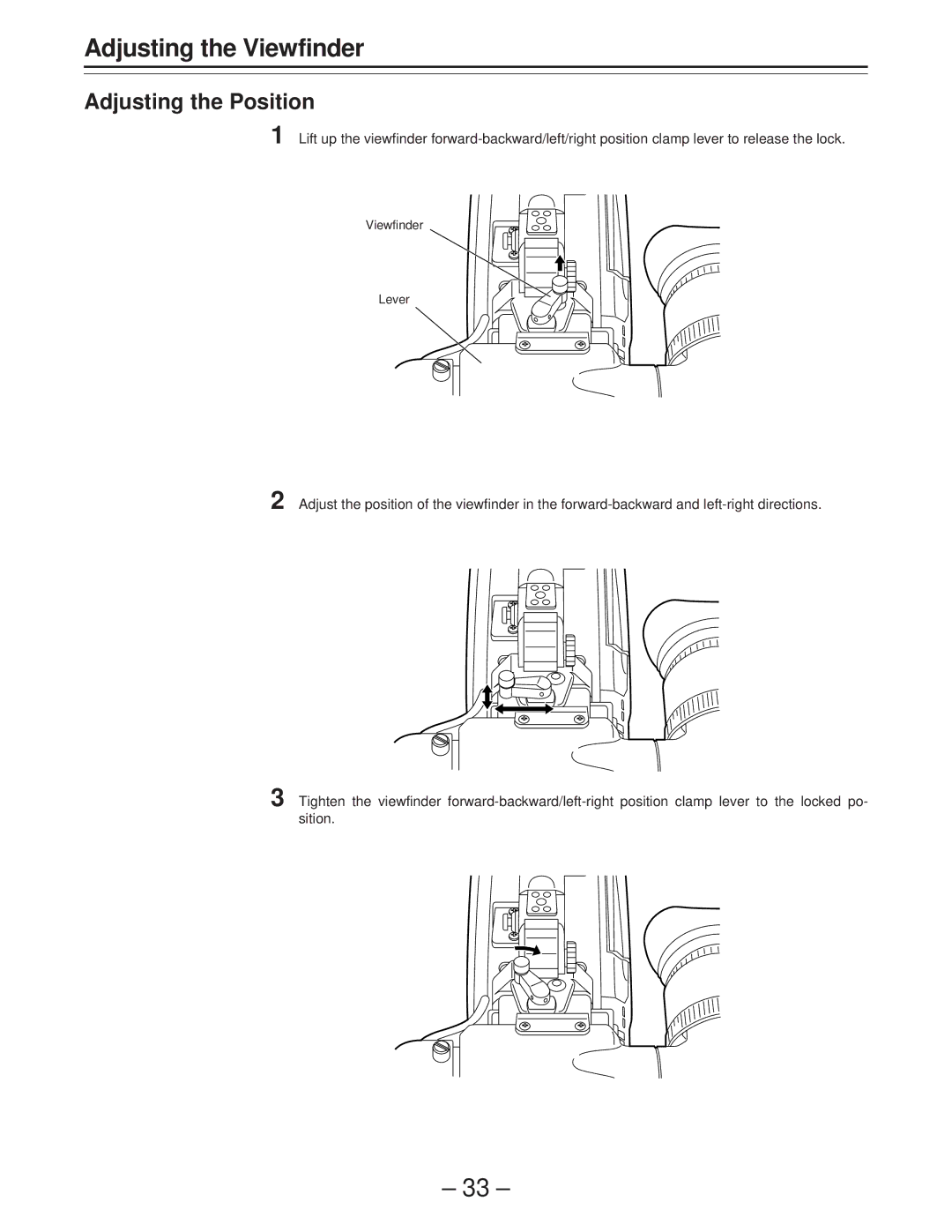 Panasonic AJ-PD900WP operating instructions Adjusting the Viewfinder, Adjusting the Position 