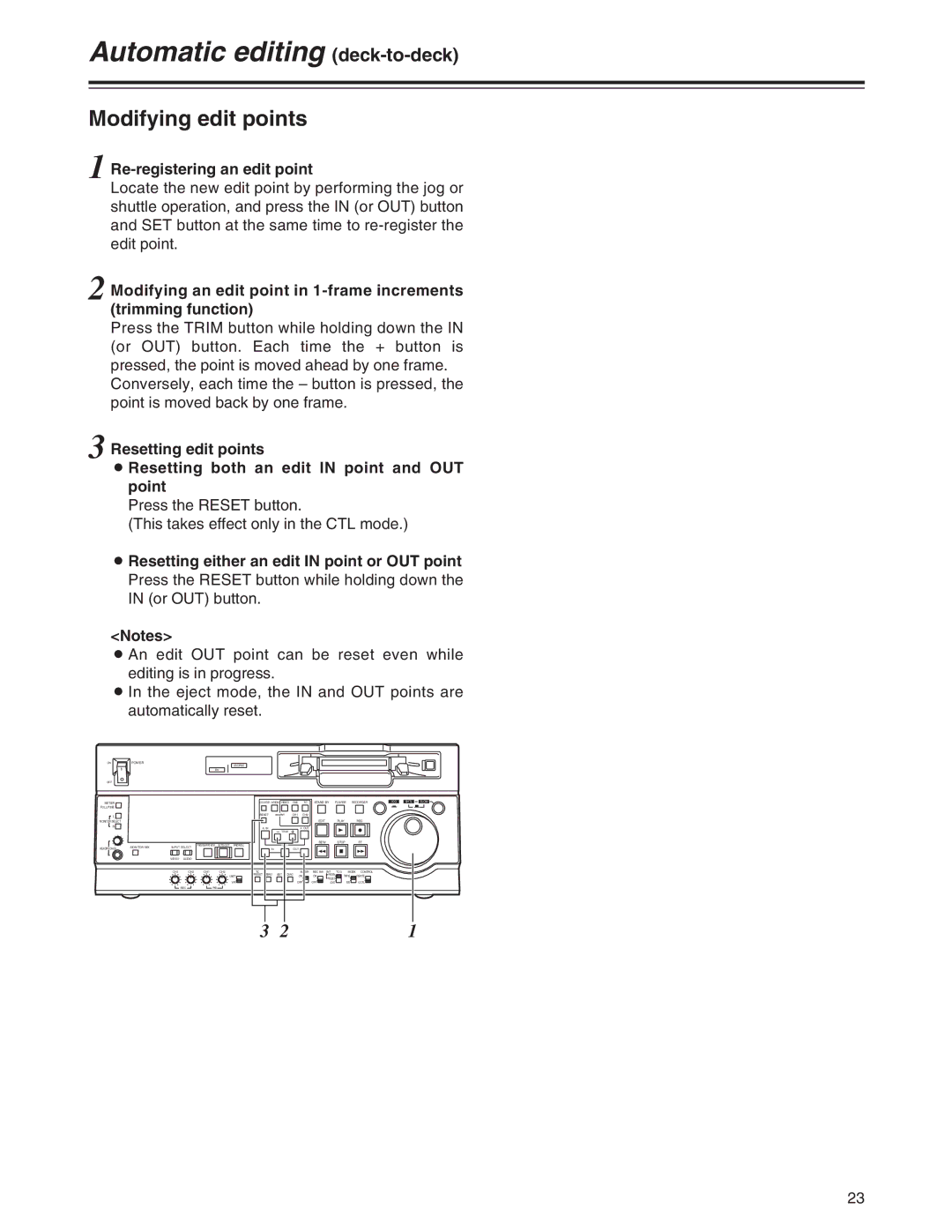 Panasonic AJ-SD755 operating instructions Modifying edit points, Re-registering an edit point 