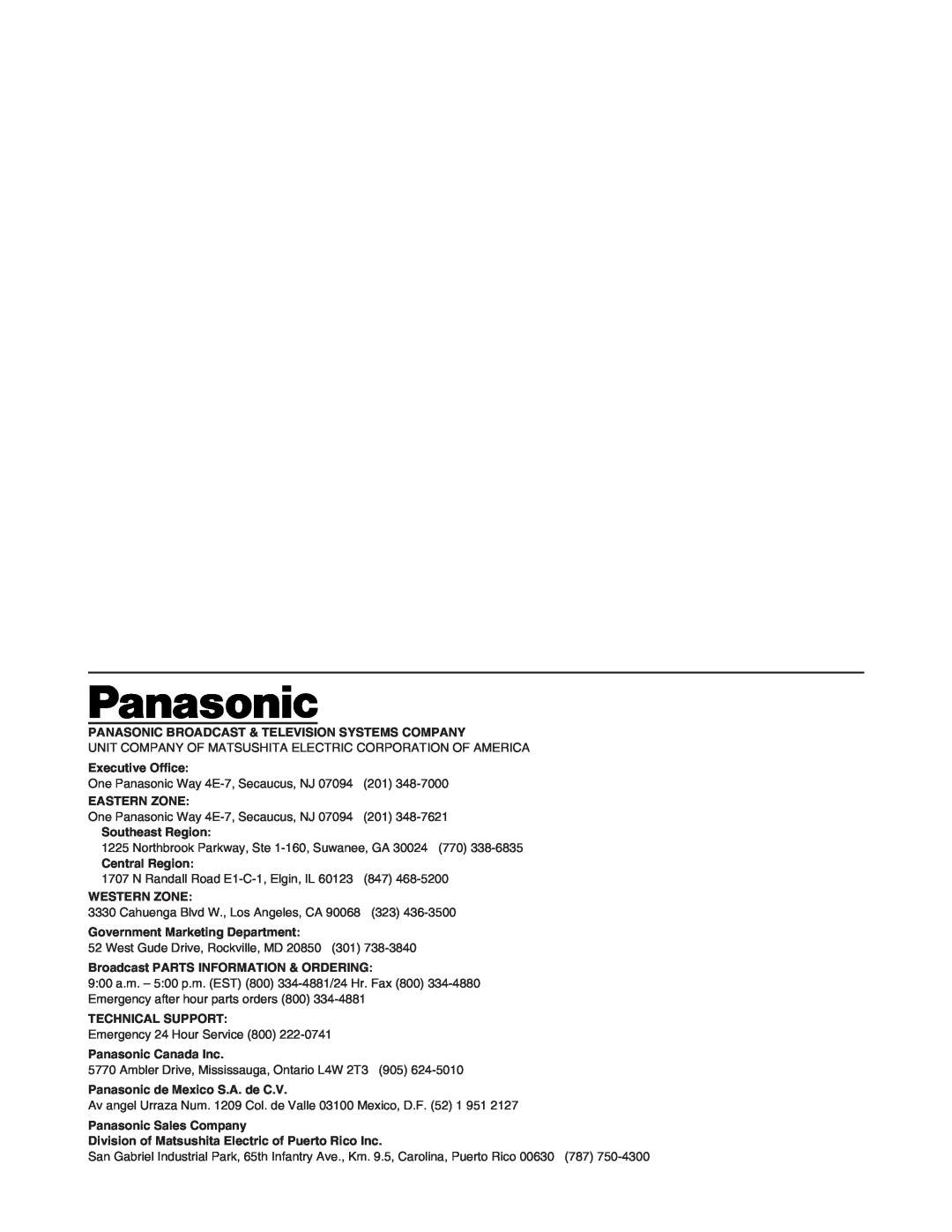 Panasonic AJ-SD755 operating instructions Panasonic Broadcast & Television Systems Company 