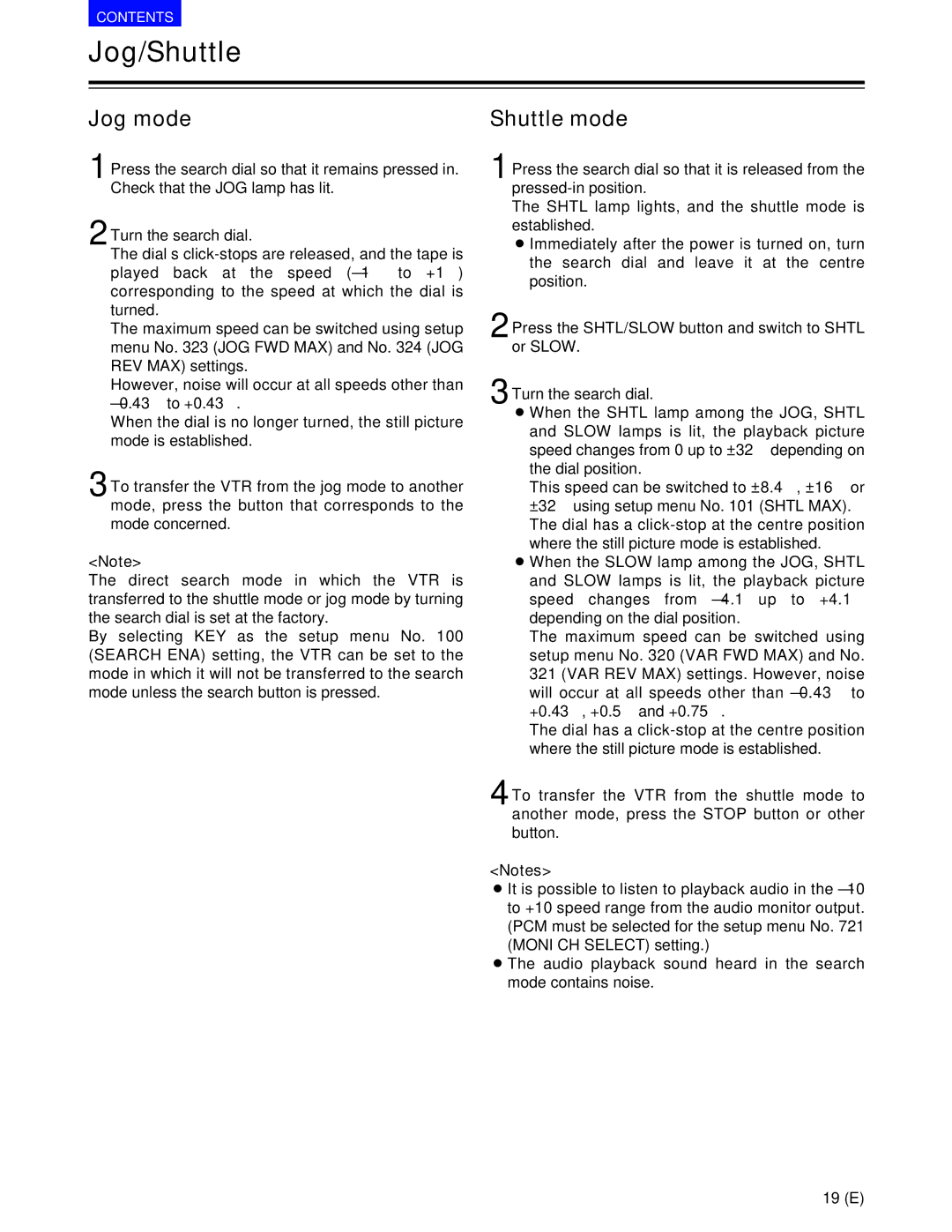 Panasonic AJ-SD955BE, AJ-SD930BE manual Jog/Shuttle, Jog mode 