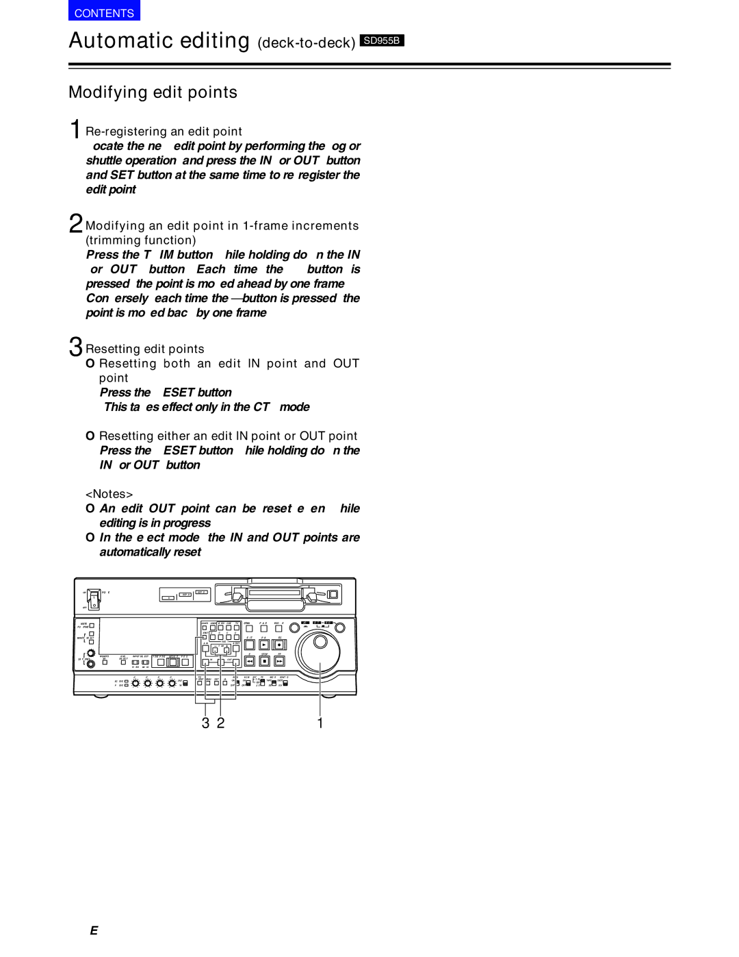 Panasonic AJ-SD930BE, AJ-SD955BE manual Modifying edit points, Re-registering an edit point 