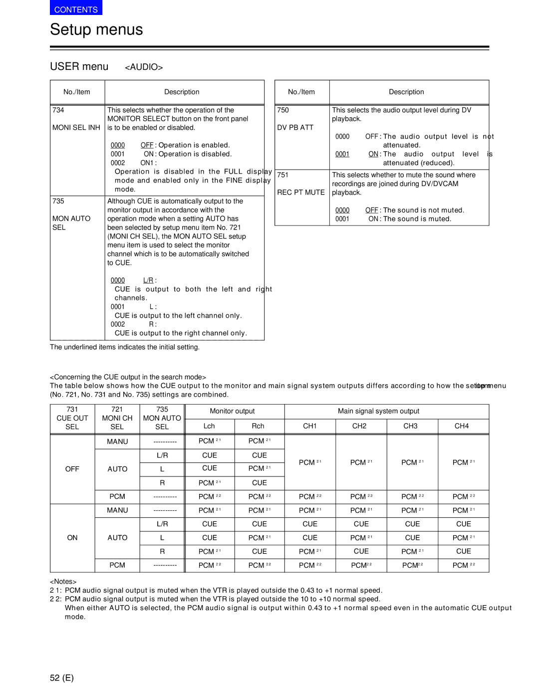 Panasonic AJ-SD930BE, AJ-SD955BE manual User menu Audio 